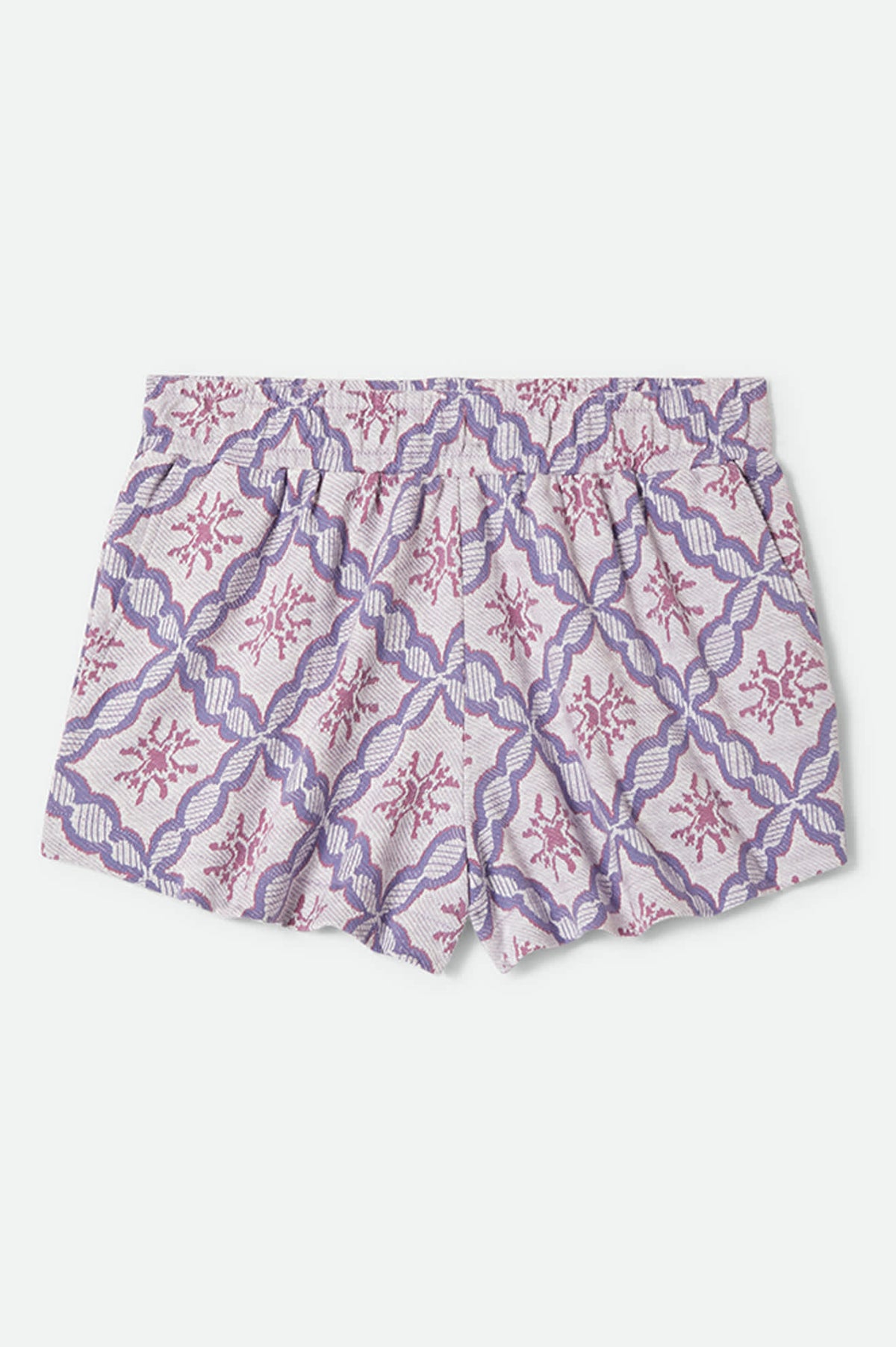 Women's Post Playa E-Waist Short in the color Off White/Blue Tile - Front Product Laydown Image