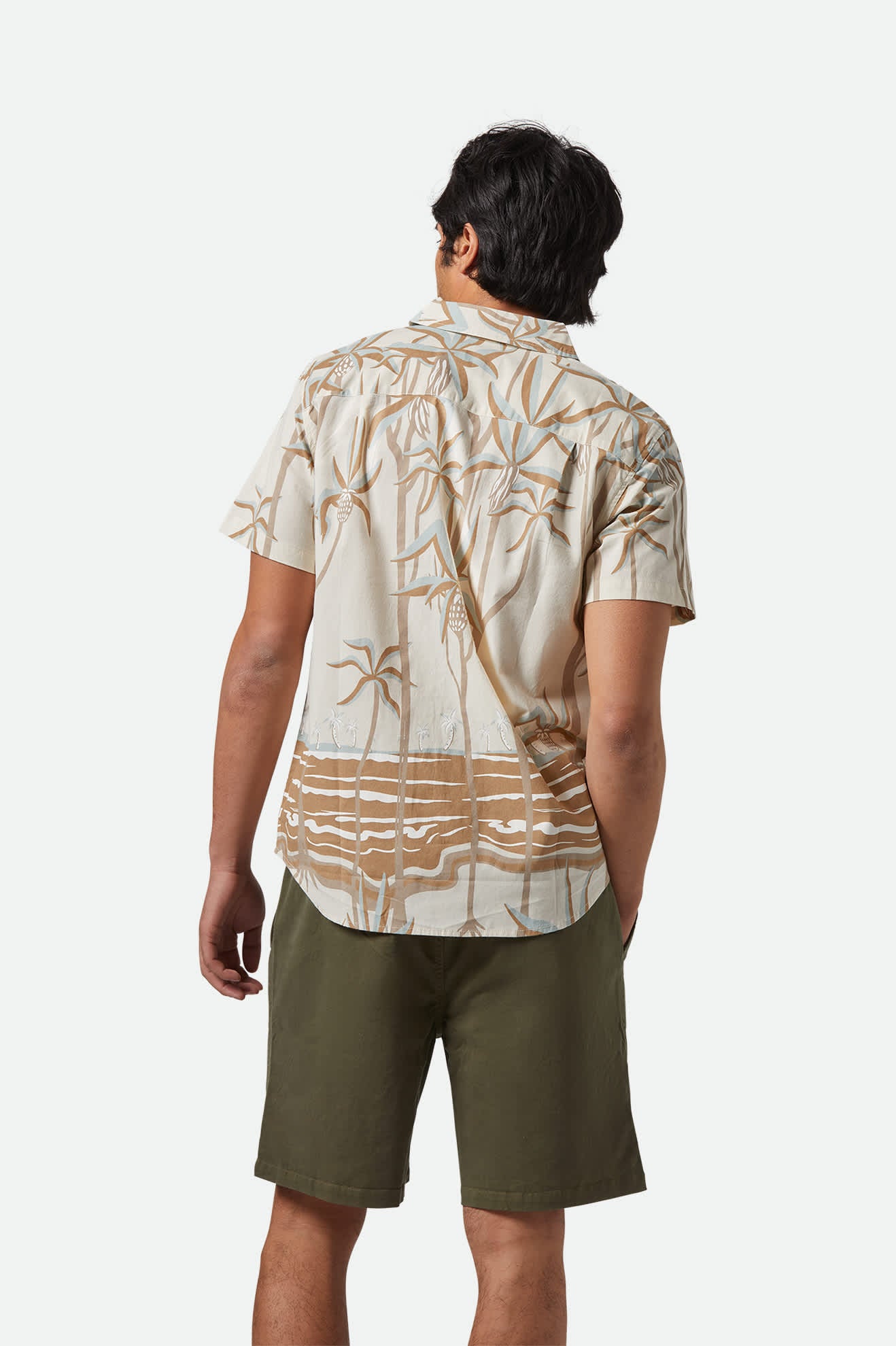 Men's Charter Print S/S Shirt in the color Whitecap Scenic Trip - Men's Back View
