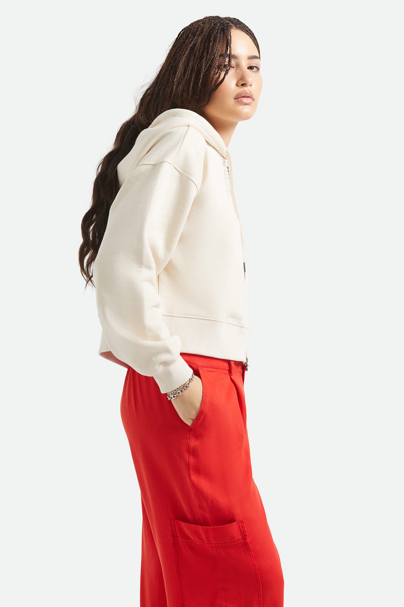 Women's Pegasus Zip Hood in the color Whitecap - Women's Side View