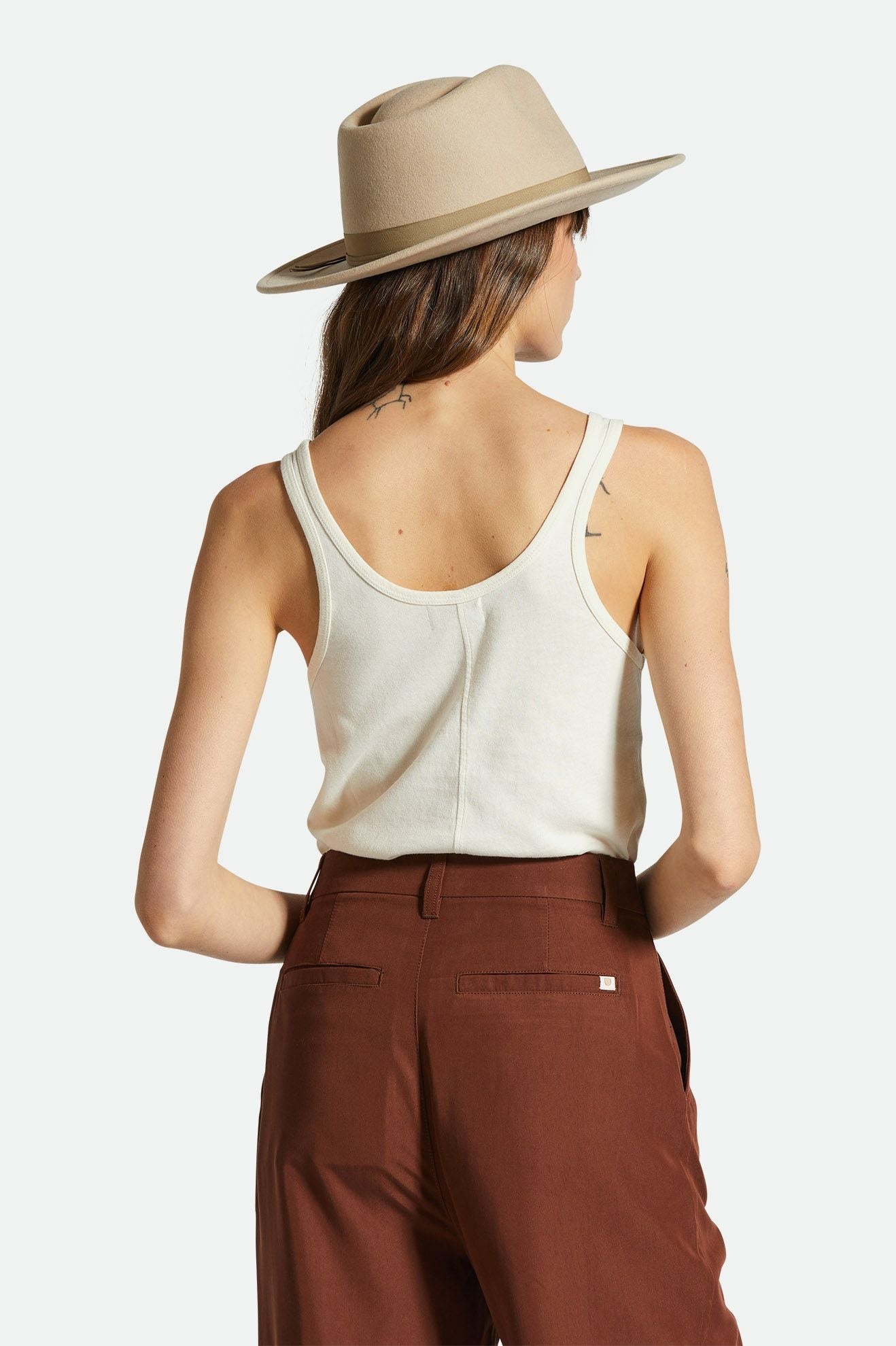 Women's Fit, Back View | Carefree Organic Garment Dyed Scoop Neck Tank - White Smoke