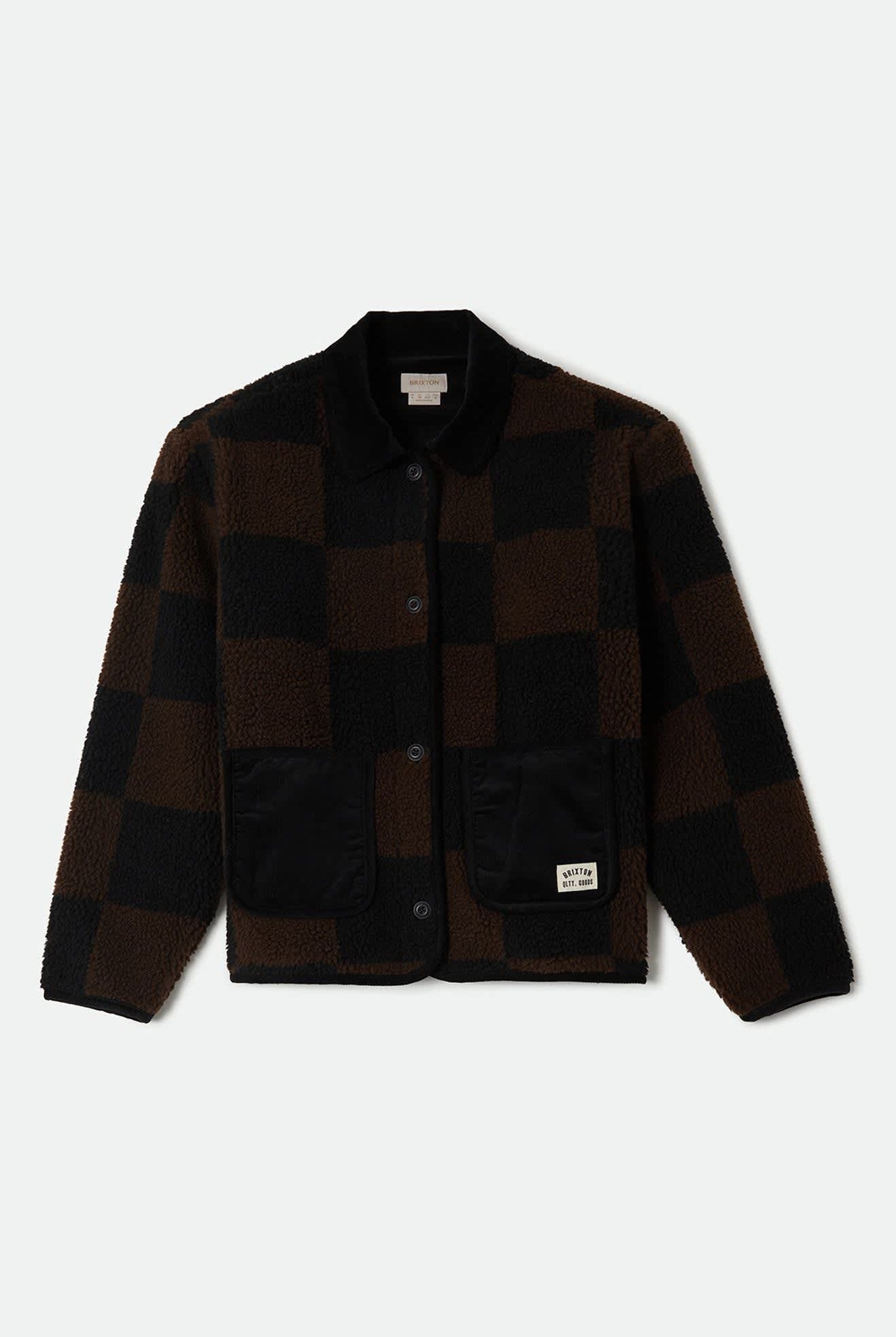 Women's Delilah Quilted Jacket in the color Black/Brown - Front Product Laydown Image