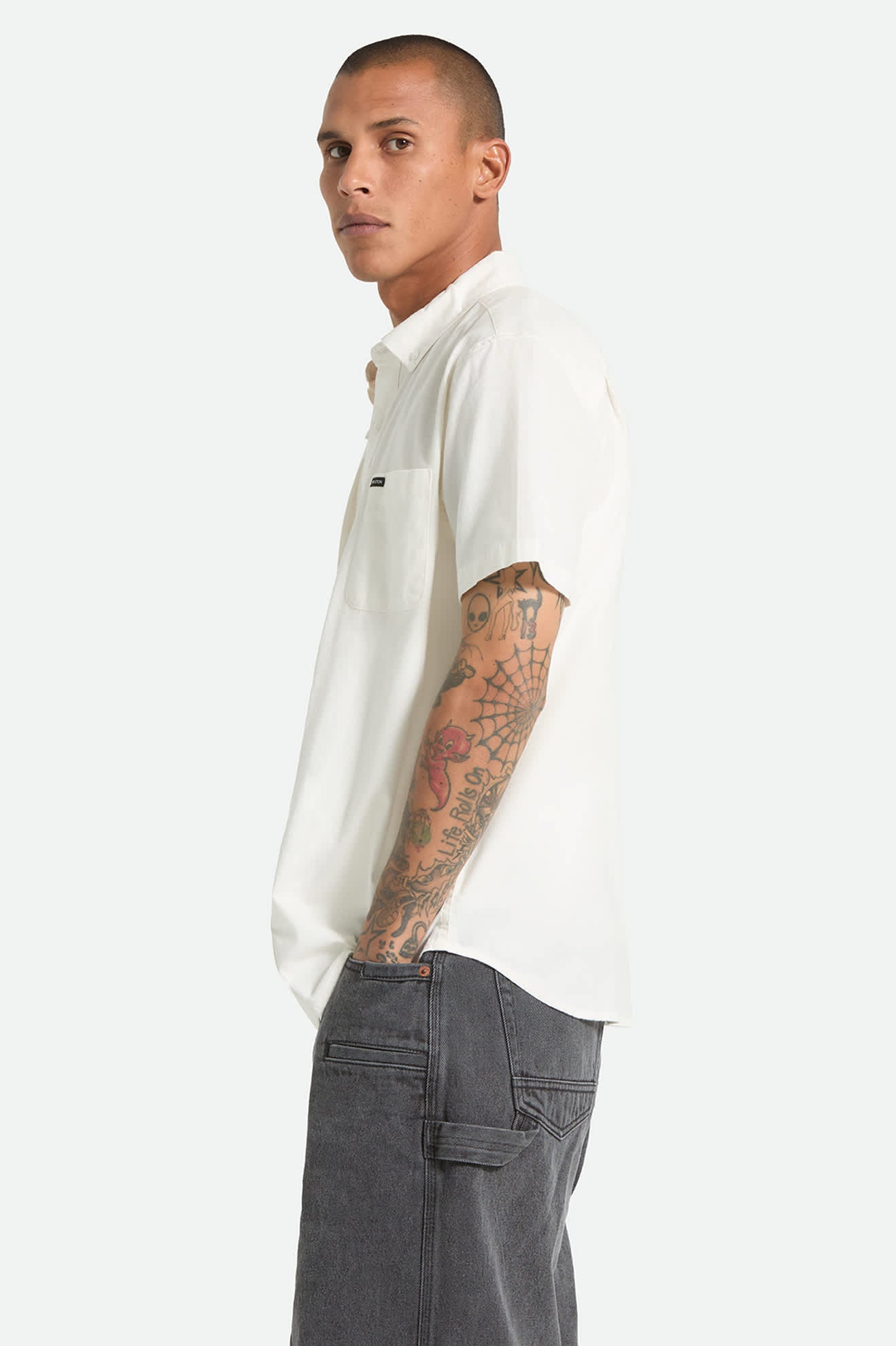 Men's Sanford Oxford Woven in the color Off White - Men's Side View