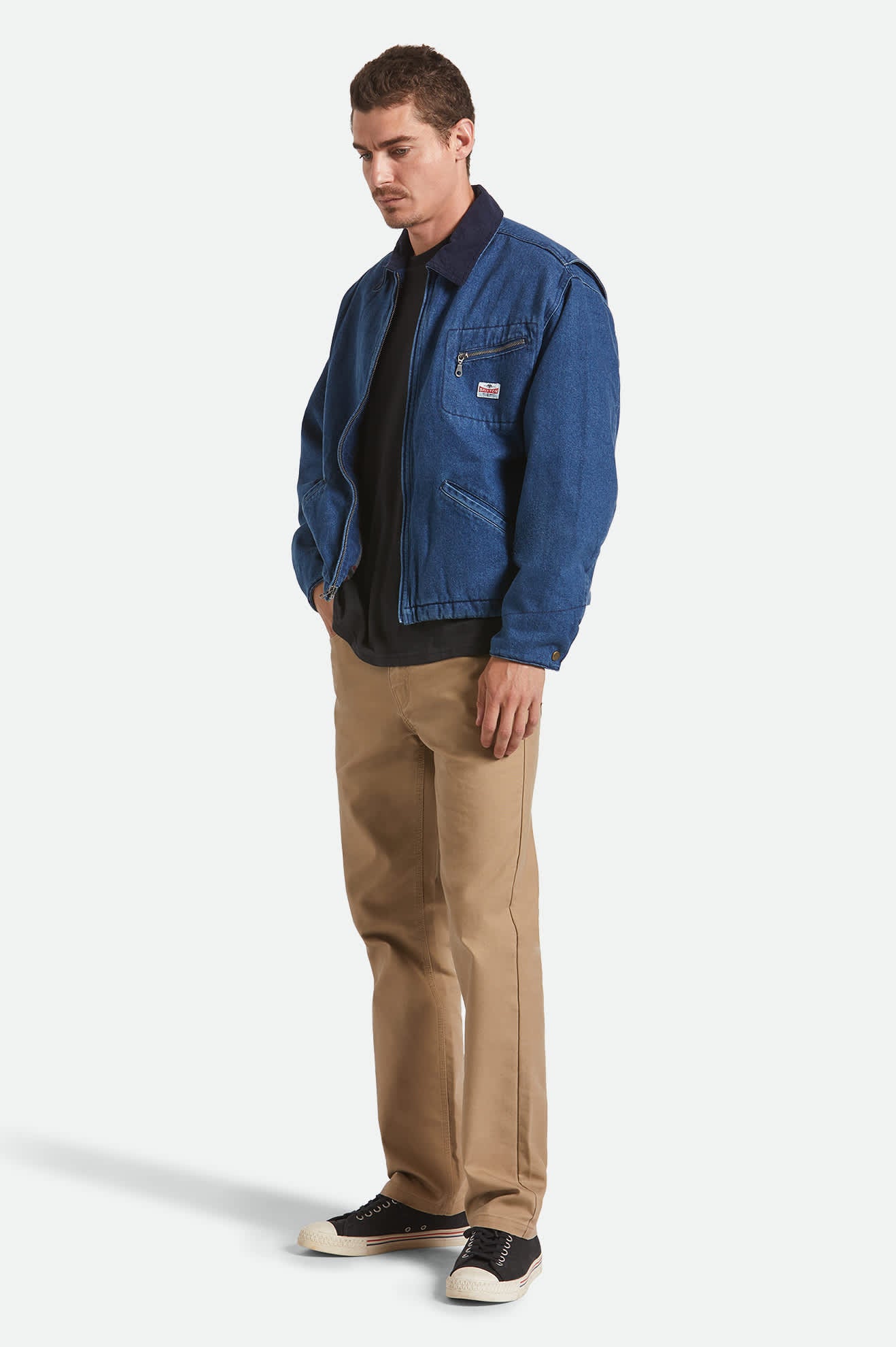 Men's Altered Threads Lined Garage Jacket in the color Medium Wash Denim - Additional Fit image