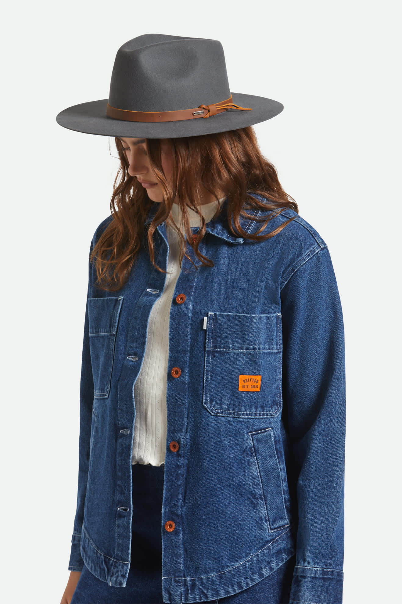 Unisex Hawkins WTHR GUARD™ Cowboy Hat in the color Asphalt/Brown - Women's Side View