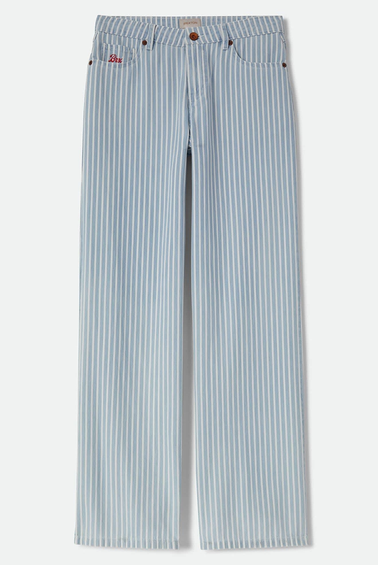 Women's The Chloe 5-Pocket Pant in the color Two Boot Stripe - Front Product Laydown Image