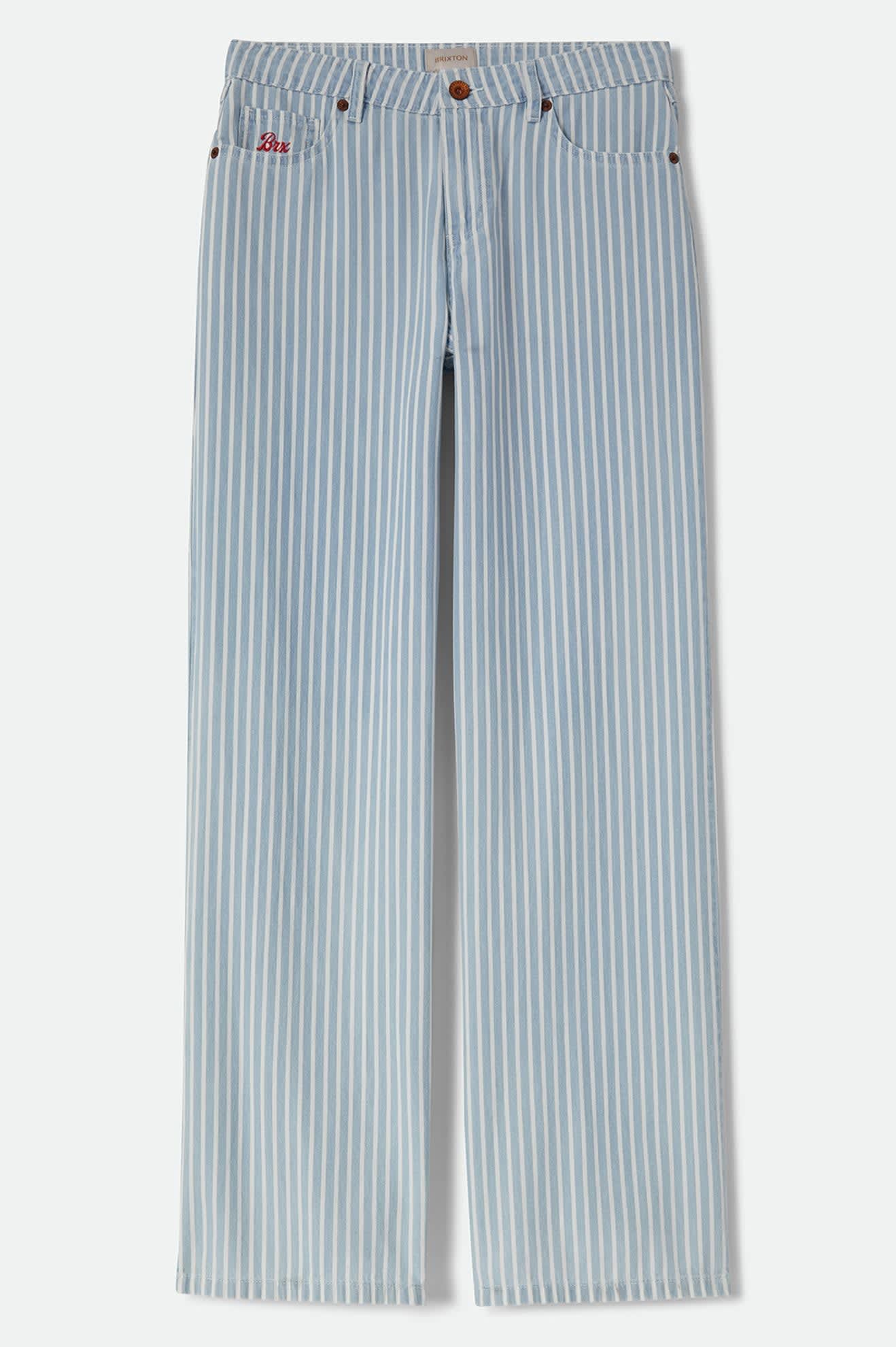 Women's The Chloe 5-Pocket Pant in the color Two Boot Stripe - Front Product Laydown Image