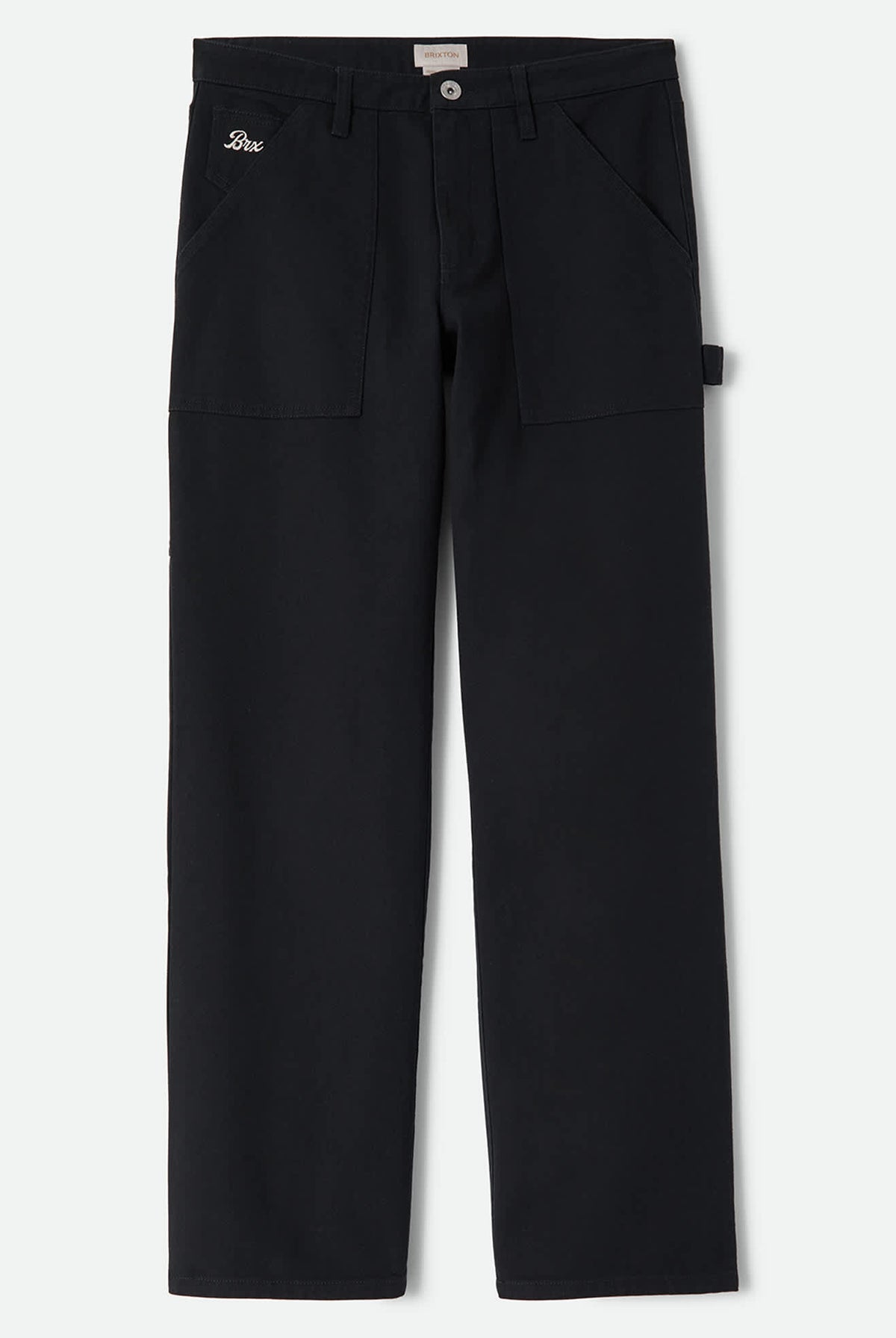 Women's Essex Embroidered Painter Pant in the color Black - Front Product Laydown Image