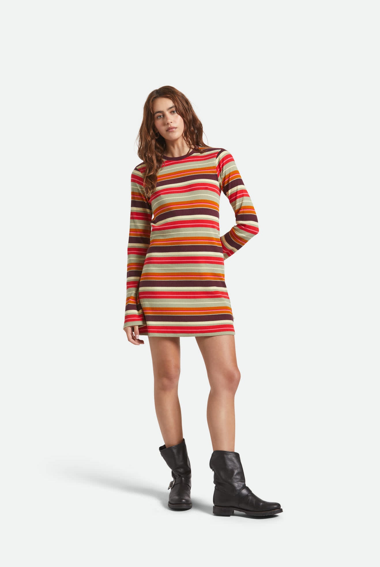Women's Dolly L/S Knit Dress in the color Multi Stripe - Women's Front View