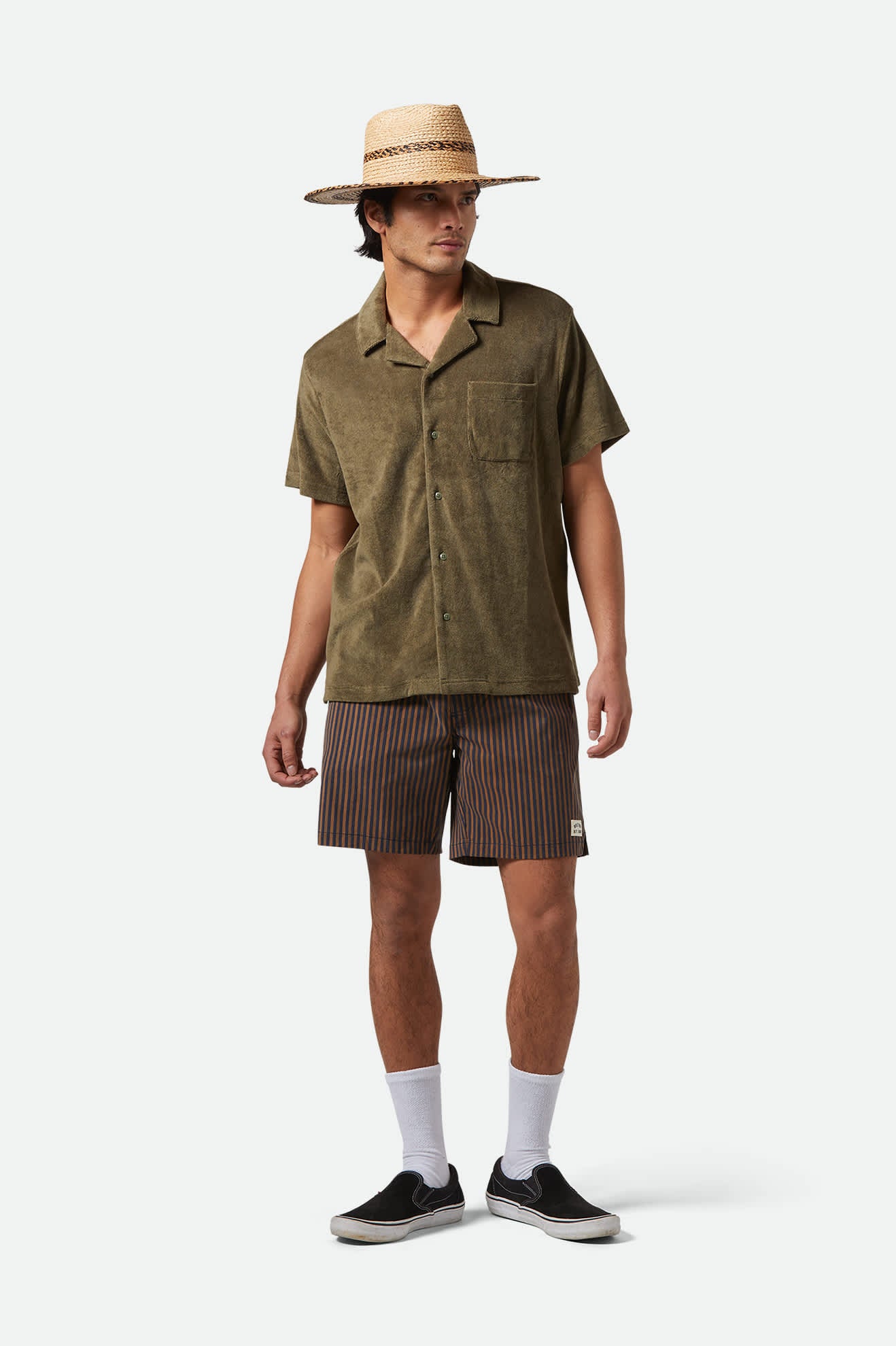 Men's Bunker French Terry Cloth S/S Camp Collar Shirt in the color Ivy Green - Men's Back View