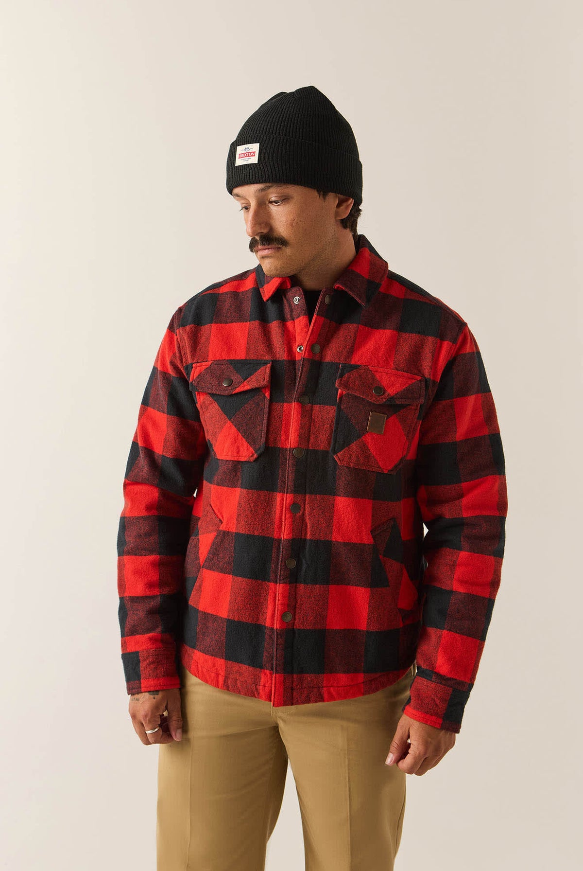 Men's Durham Lined Jacket in the color Red/Black Buffalo Plaid - Men's Front View