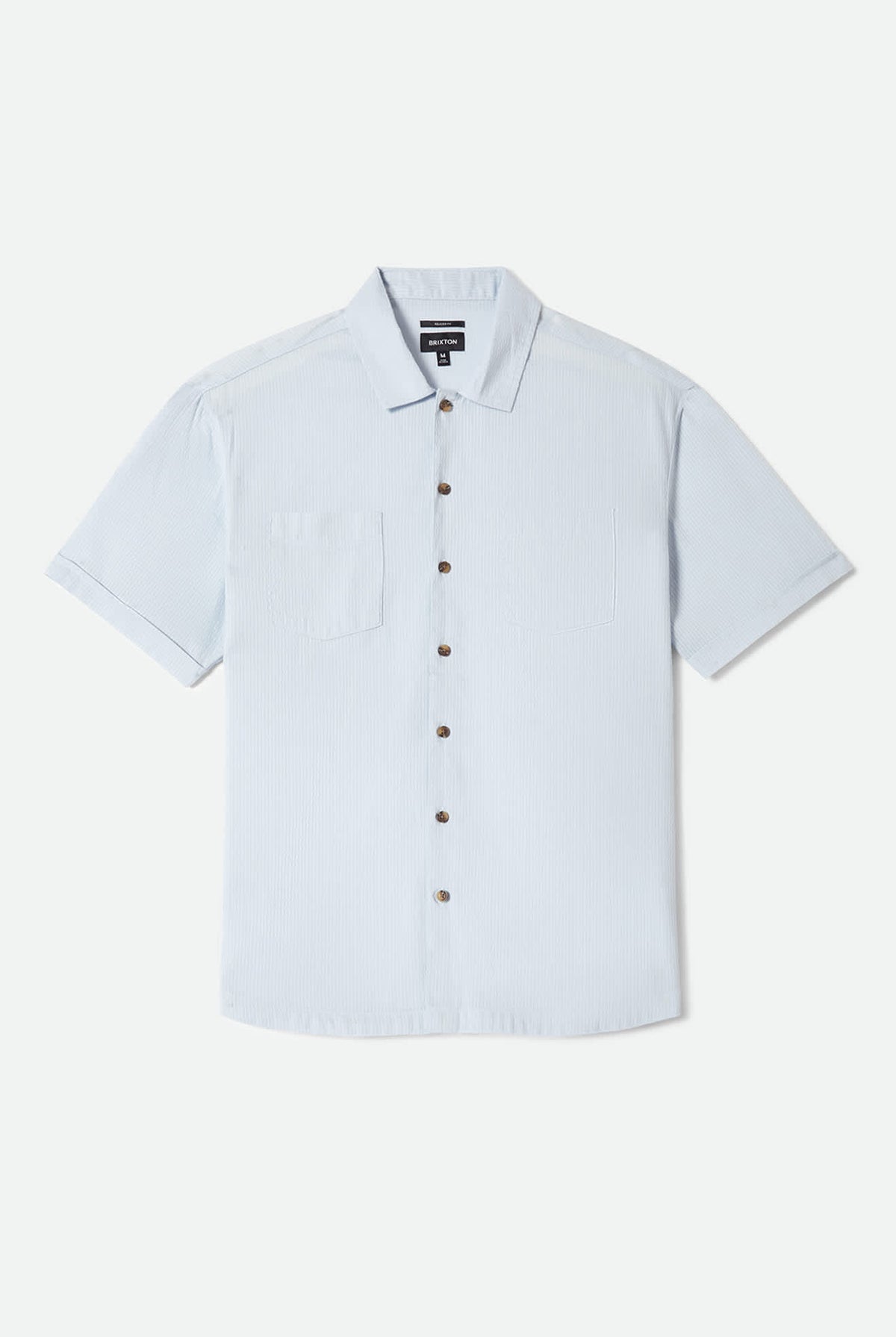 Men's The Vintage Short Sleeve Shirt in the color Blue Aura - Front Product Laydown Image