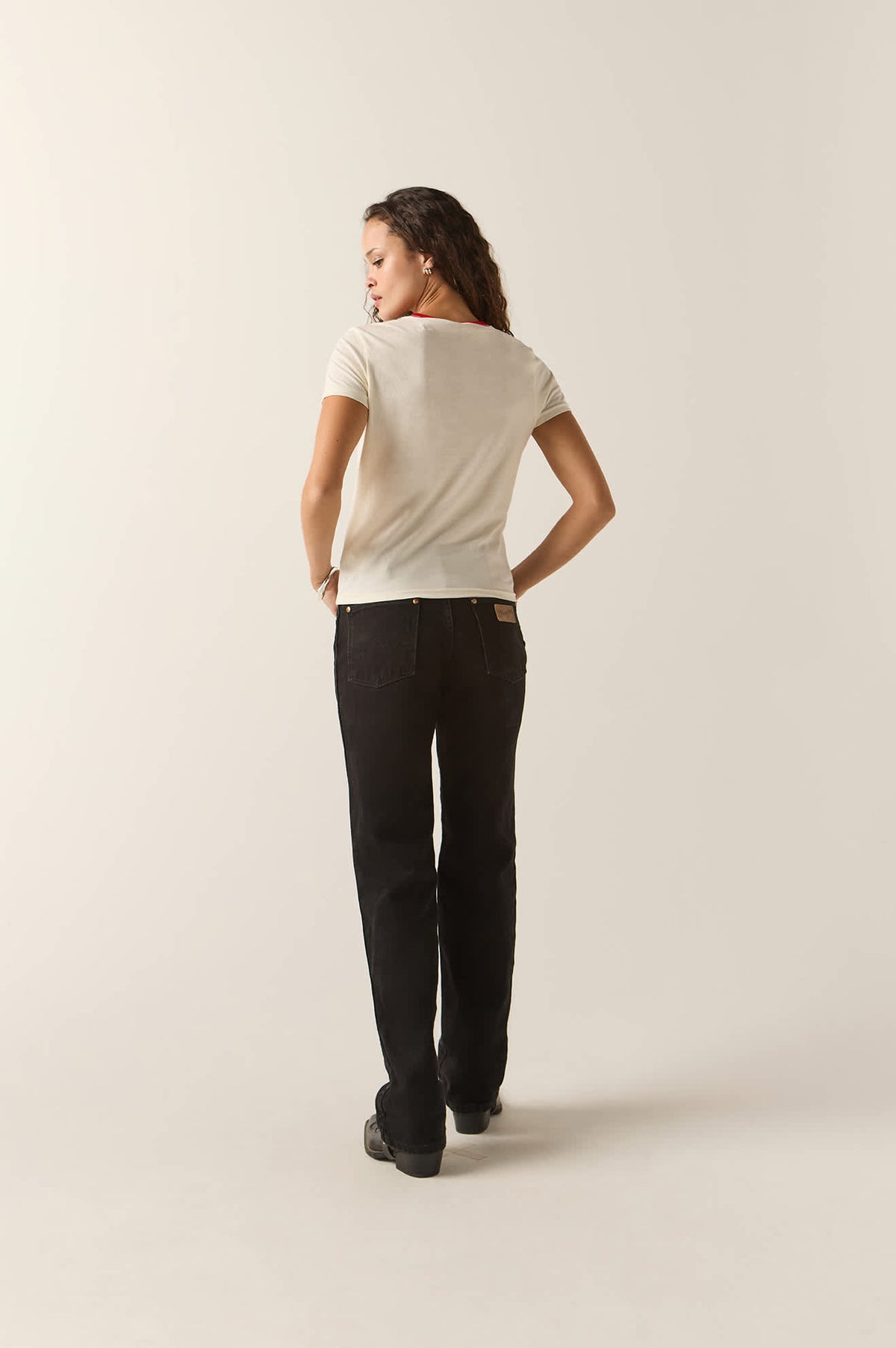 Women's Sunday Vibes Slim Crew T-Shirt in the color Off White - Additional Fit image