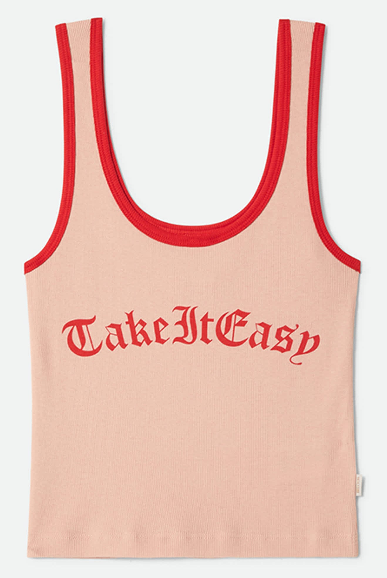 Women's Take It Easy Ringer A-Tank in the color Silver Pink - Front Product Laydown Image
