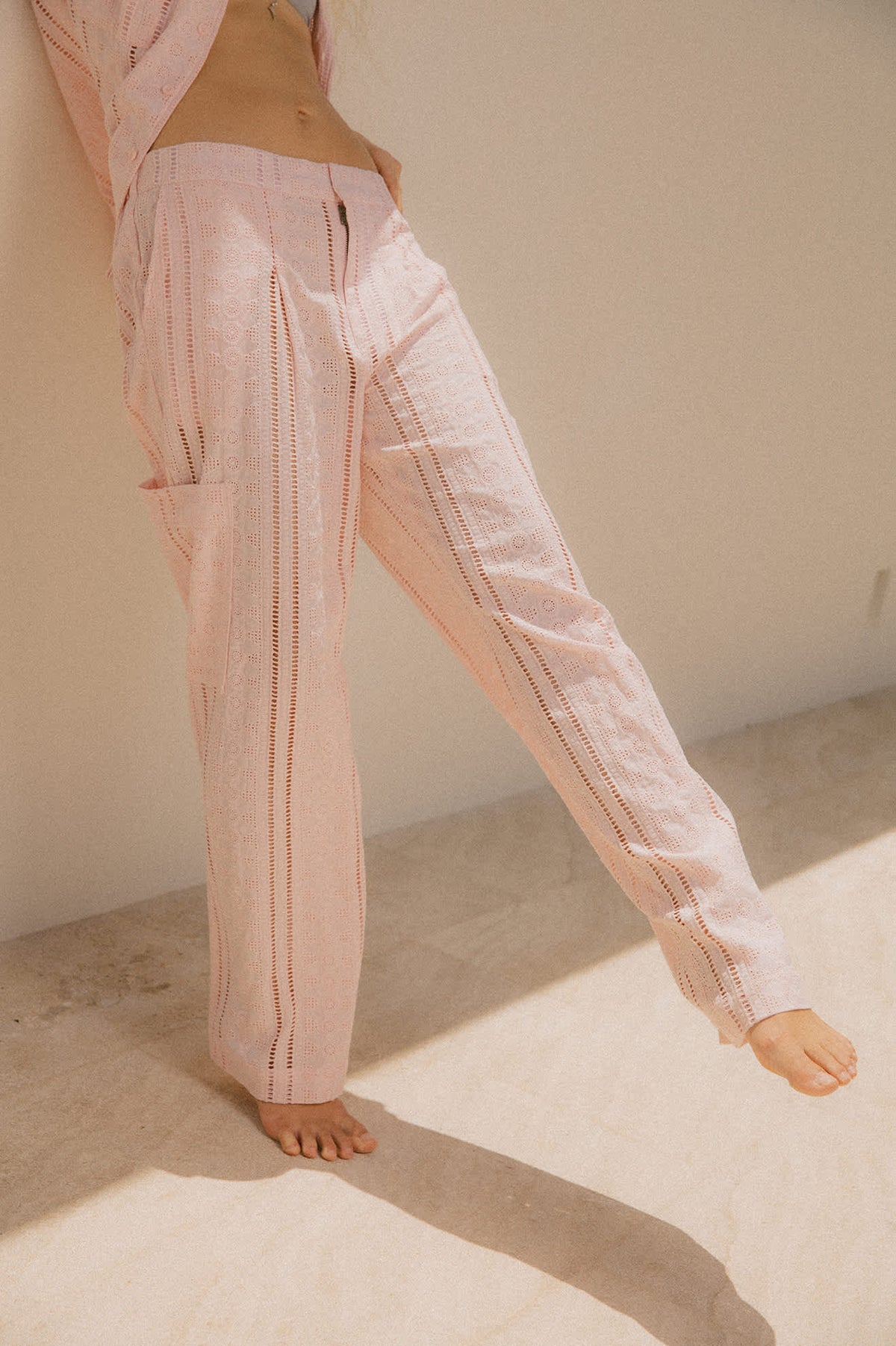 Women's The Mercer Wide Leg Trouser Pant in the color Chalk Pink - Men's Lifestyle image