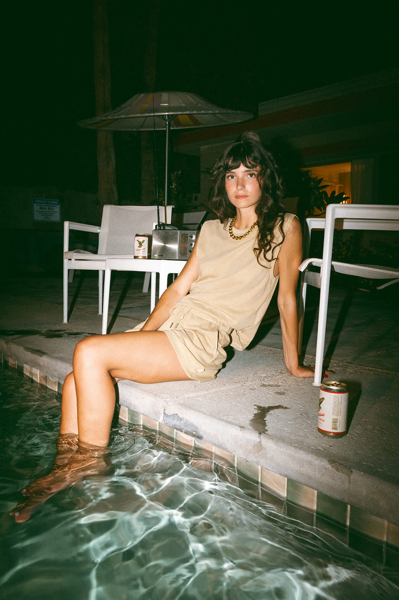 Women's Carefree Organic Garment Dyed Muscle Tank in the color Pale Khaki - Men's Lifestyle image