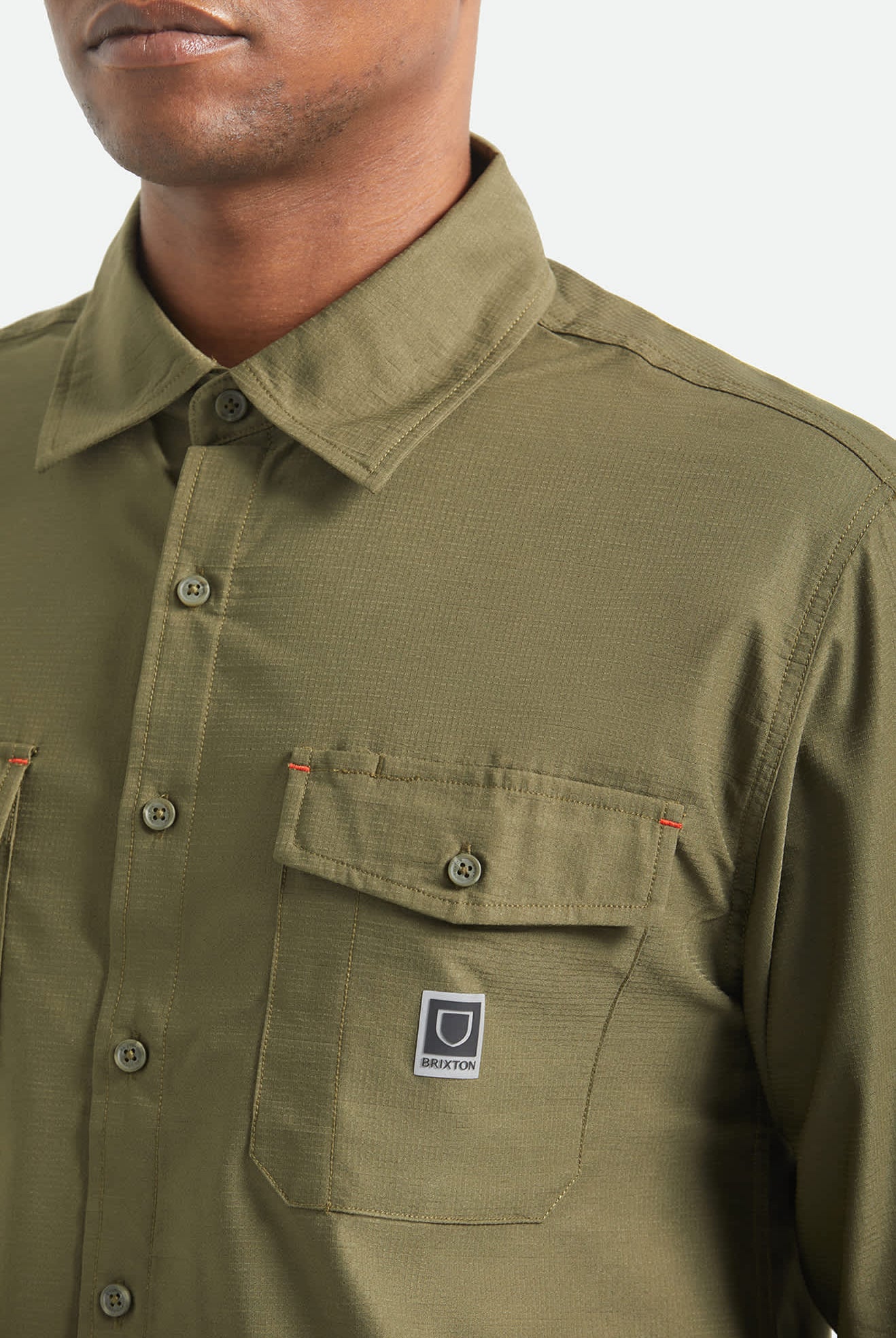 Men's Journey Lightweight Long Sleeve Shirt in the color Dark Olive - Additional Fit image