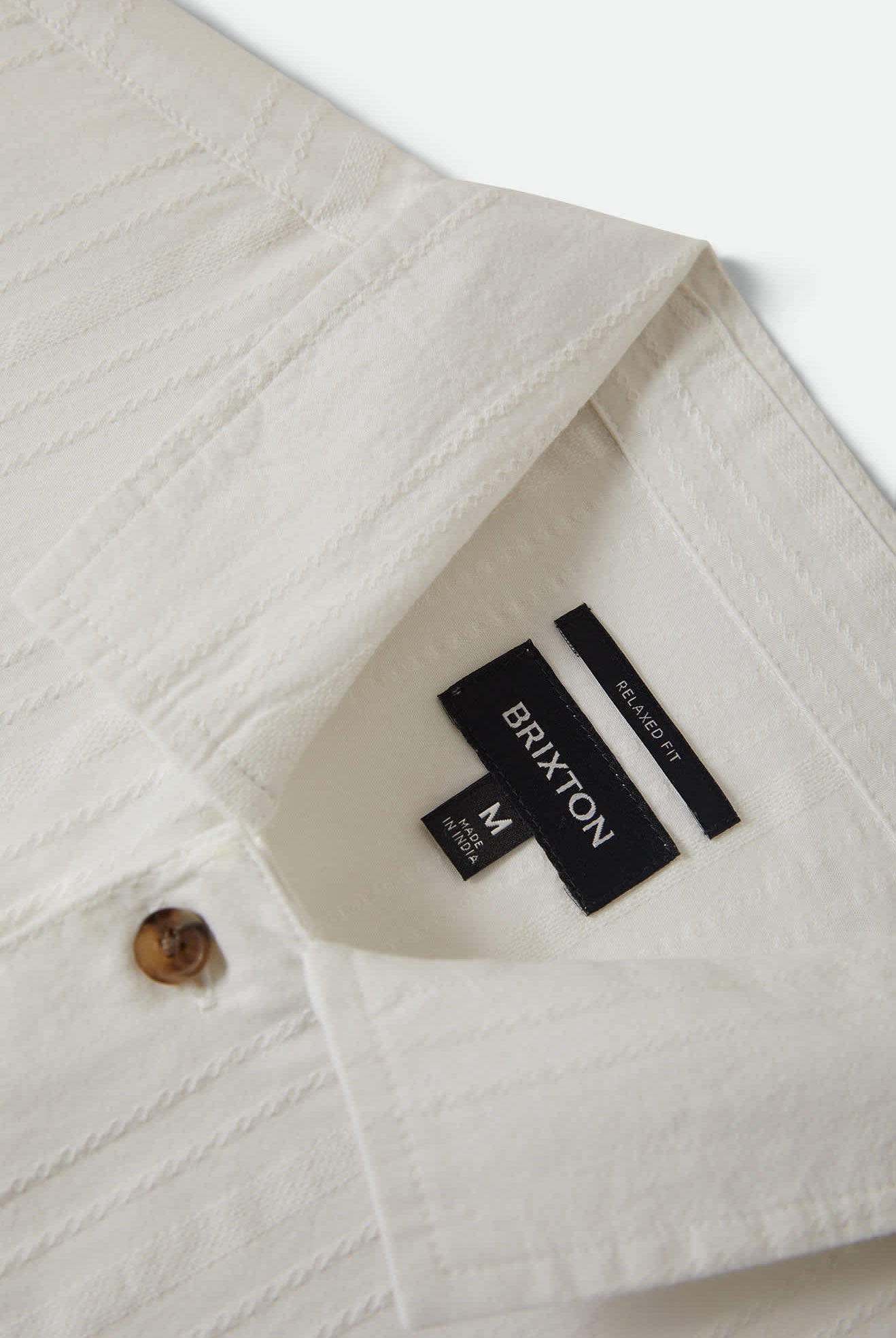 Men's Vintage Short Sleeve Shirt in the color Off White Jacquard Stripe - Additional Laydown image