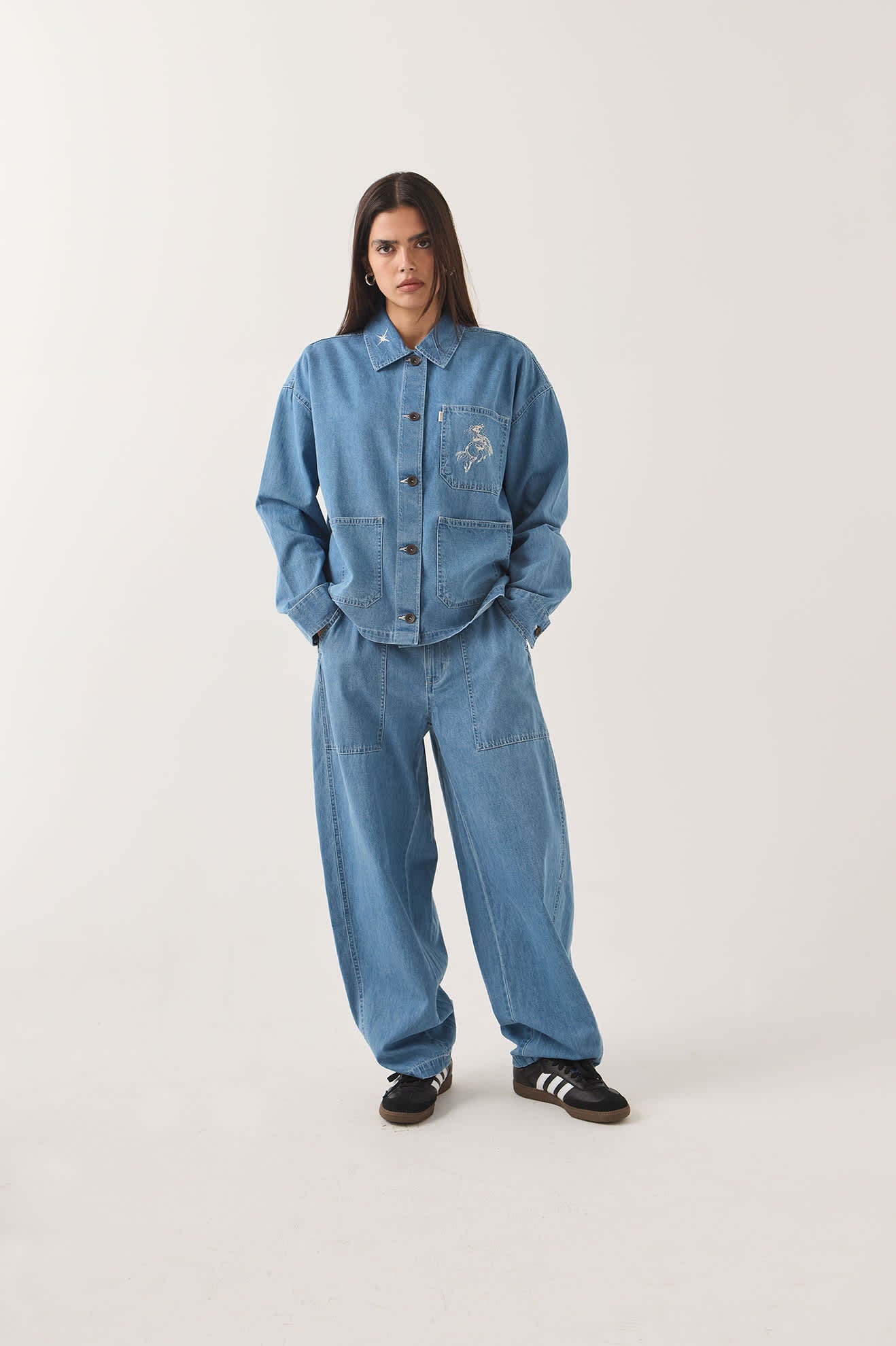 Women's Barn Jacket in the color Light Stone Wash - Women's Front Fit Image