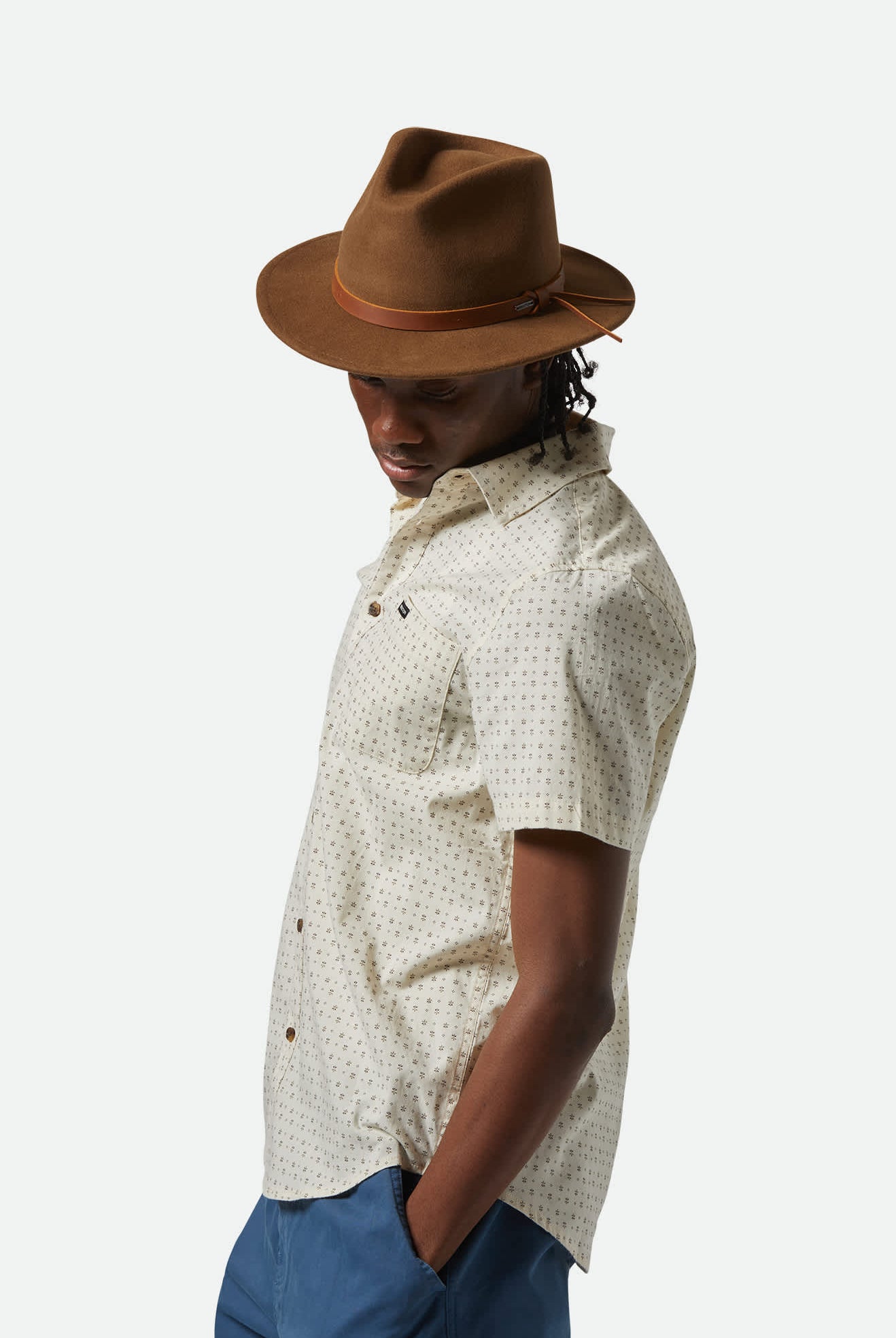 Unisex Messer Traditional Fedora in the color Coffee - Men's Front View