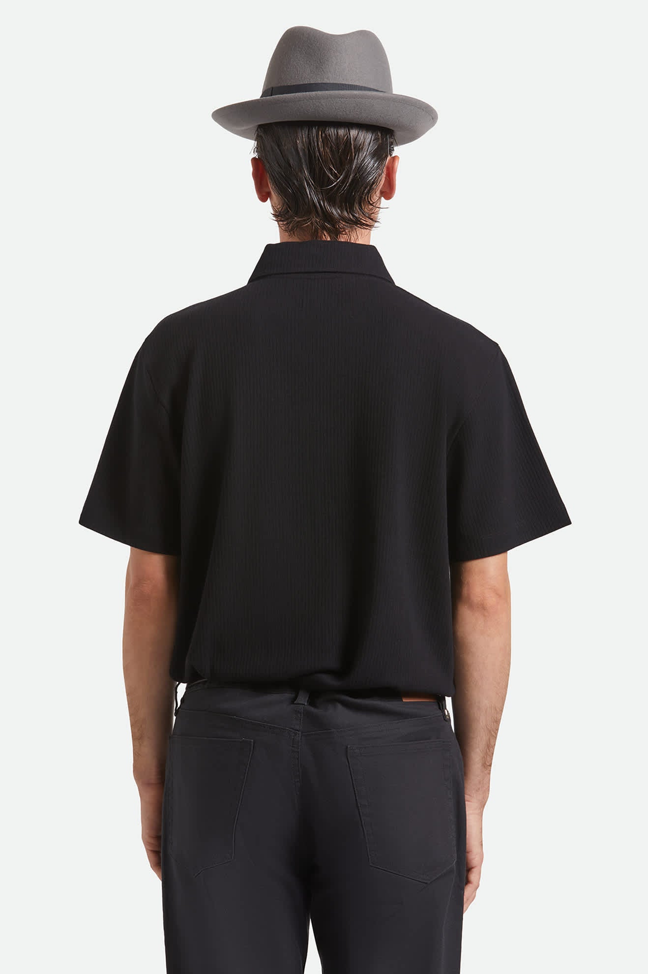 Unisex Horton Convertabrim Packable Fedora in the color Grey/Charcoal - Men's Back View