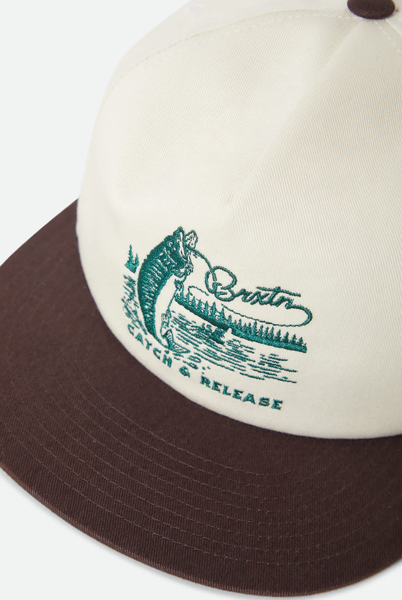 Unisex Catch And Release Snapback in the color Off White/Brown - Additional Laydown image
