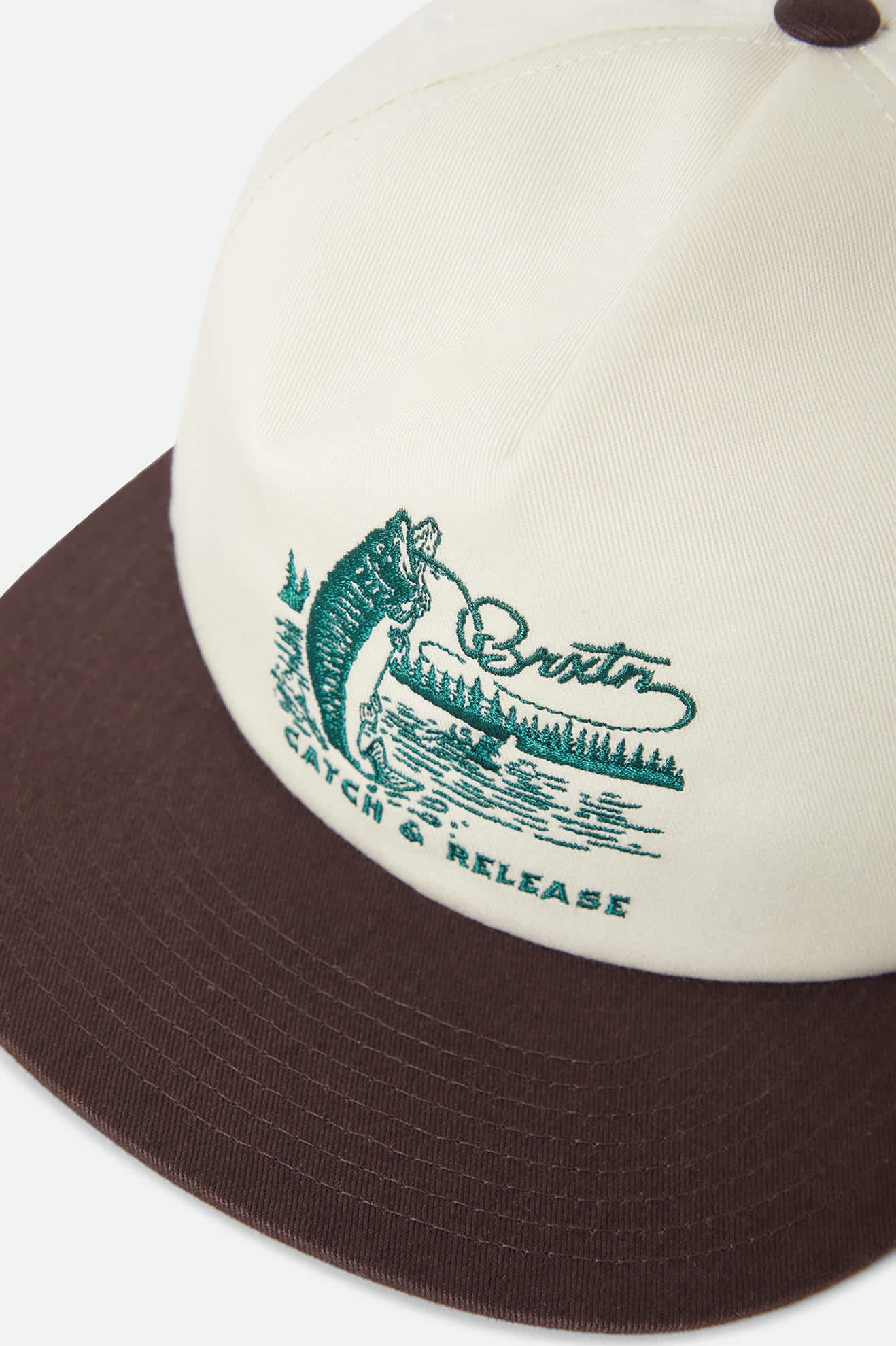 Unisex Catch And Release Snapback in the color Off White/Brown - Additional Laydown image