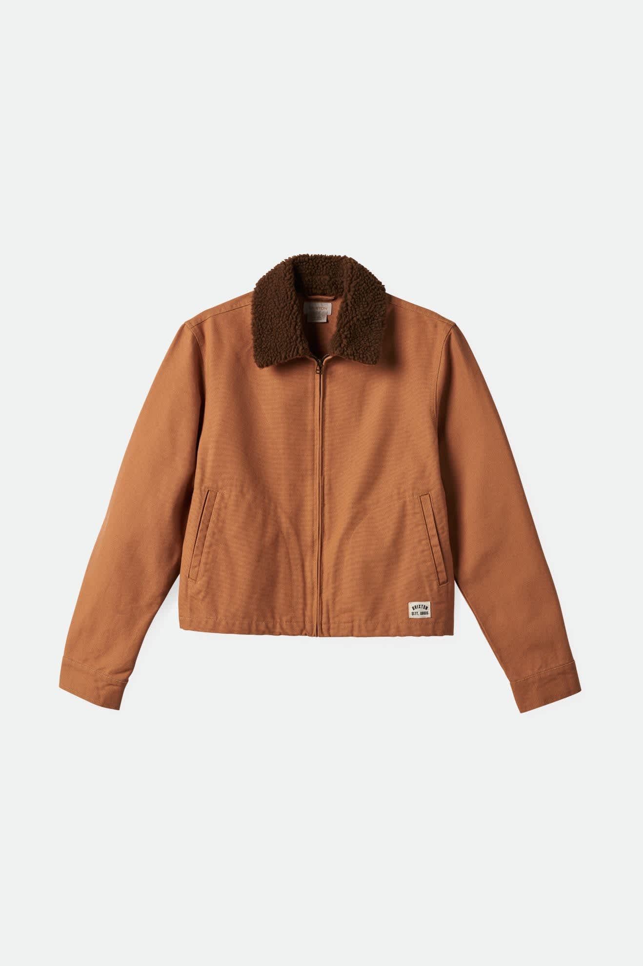 Women's Mechanics Women's Garage Sherpa Zip Jacket in the color Tobacco Brown - Front Product View