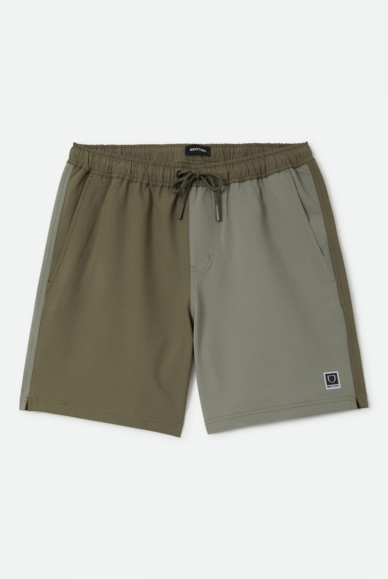 Men's Journey Active Short in the color Dark Olive/Olive Surplus - Front Product Laydown Image