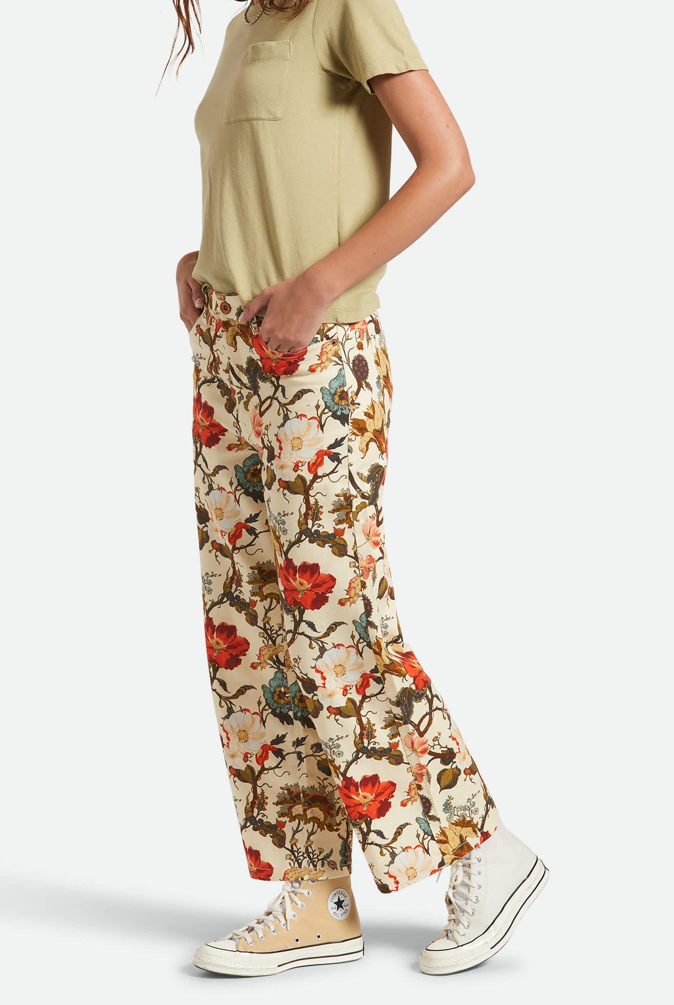 Women's Margo Cropped 5-Pocket Pant in the color Botanical Floral - Women's Side View
