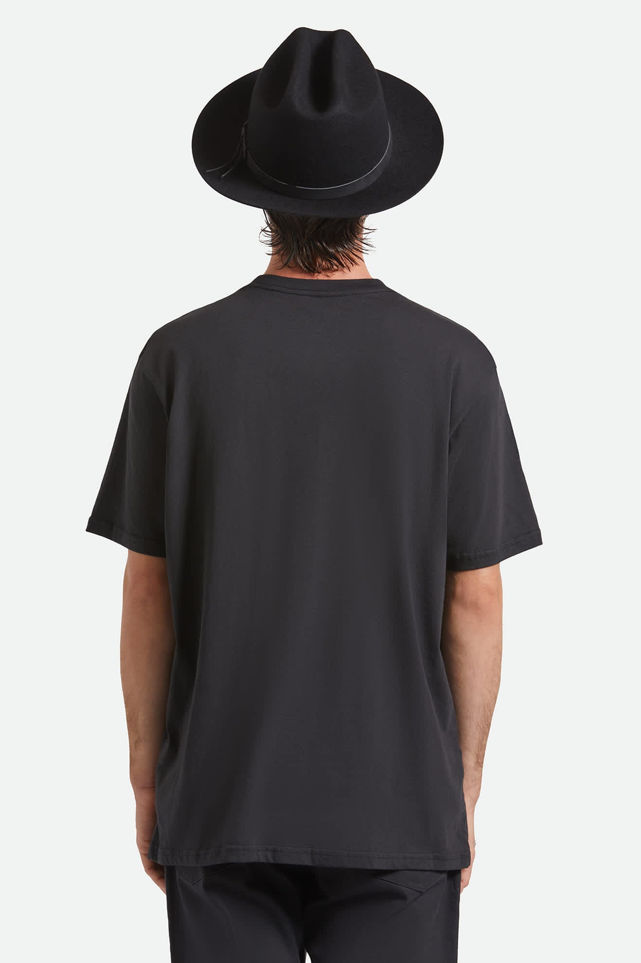 Unisex Hitch Ranch Fedora in the color Black/Black - Men's Back View