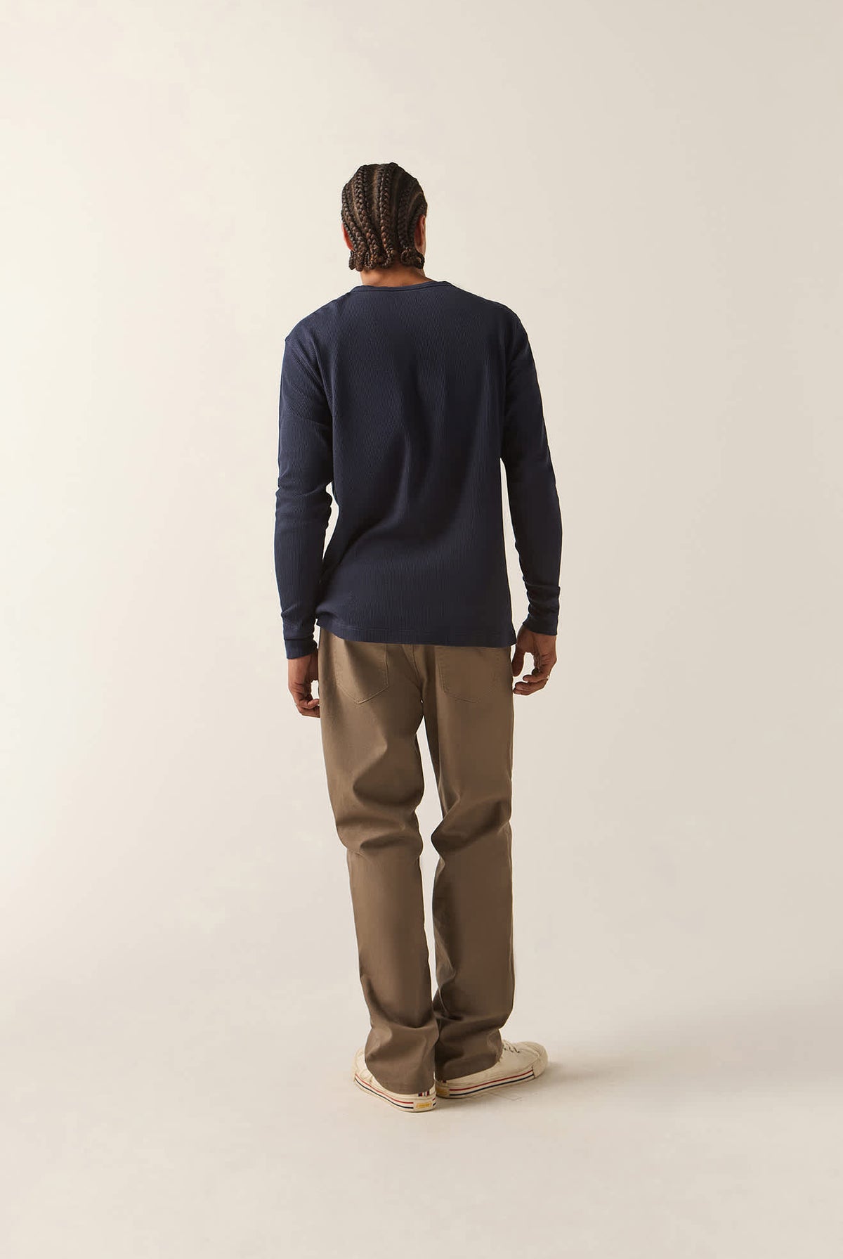 Men's Baseline Waffle Knit Top in the color Navy - Men's Back View