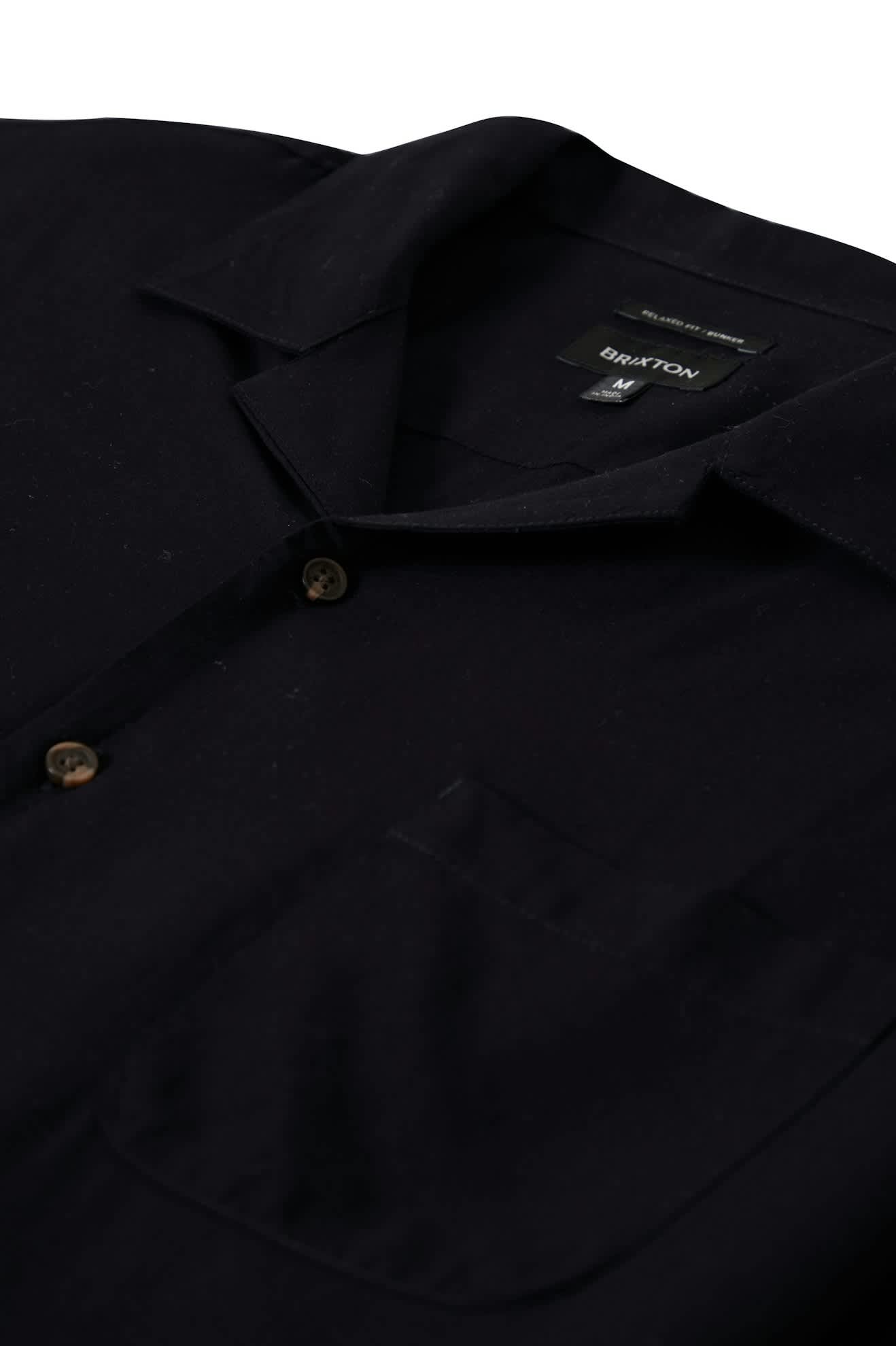 Men's Bunker S/S Camp Collar Shirt in the color Black - Additional Laydown image