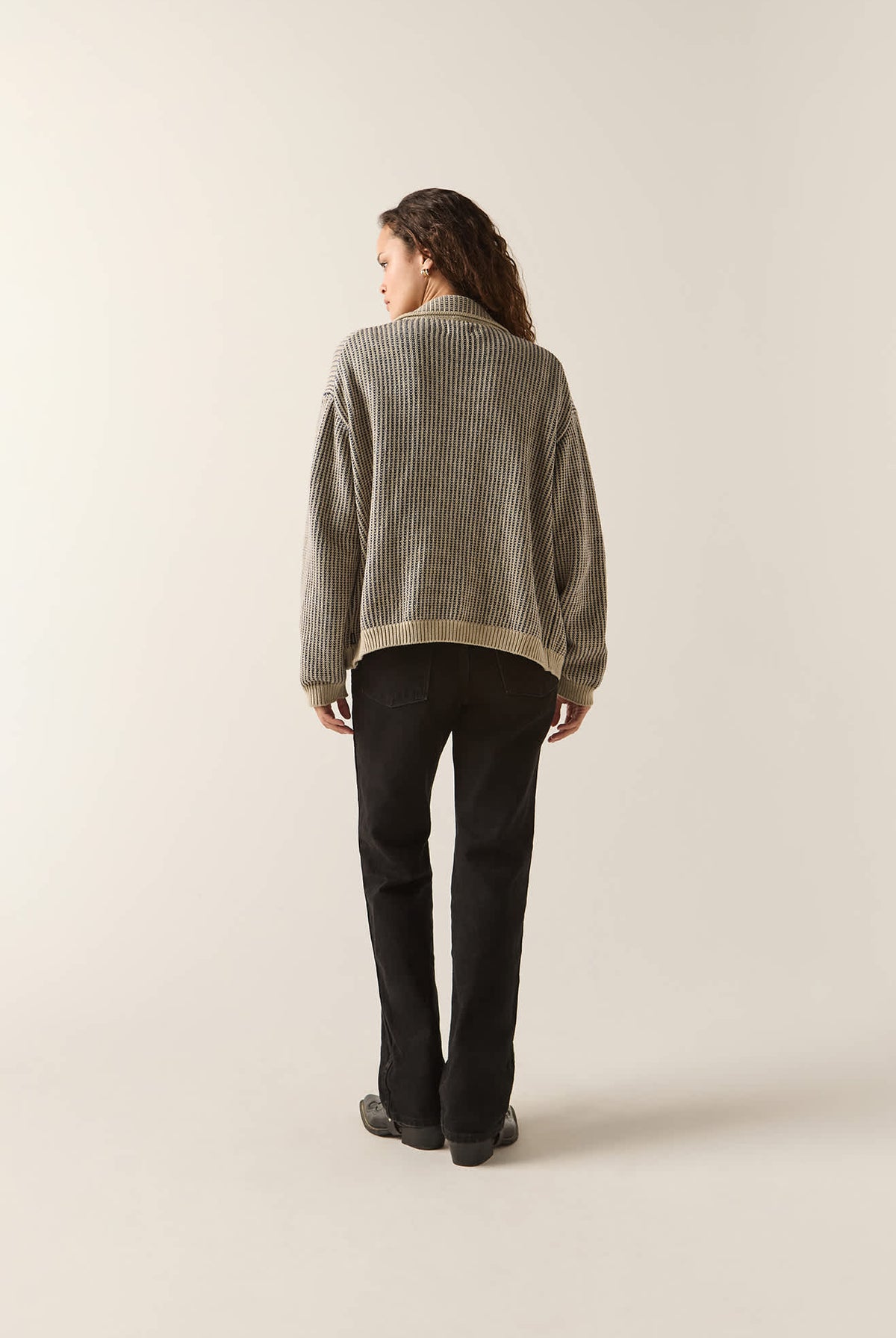 Unisex Pacific Zip Sweater in the color Navy/Whitecap - Additional Fit image