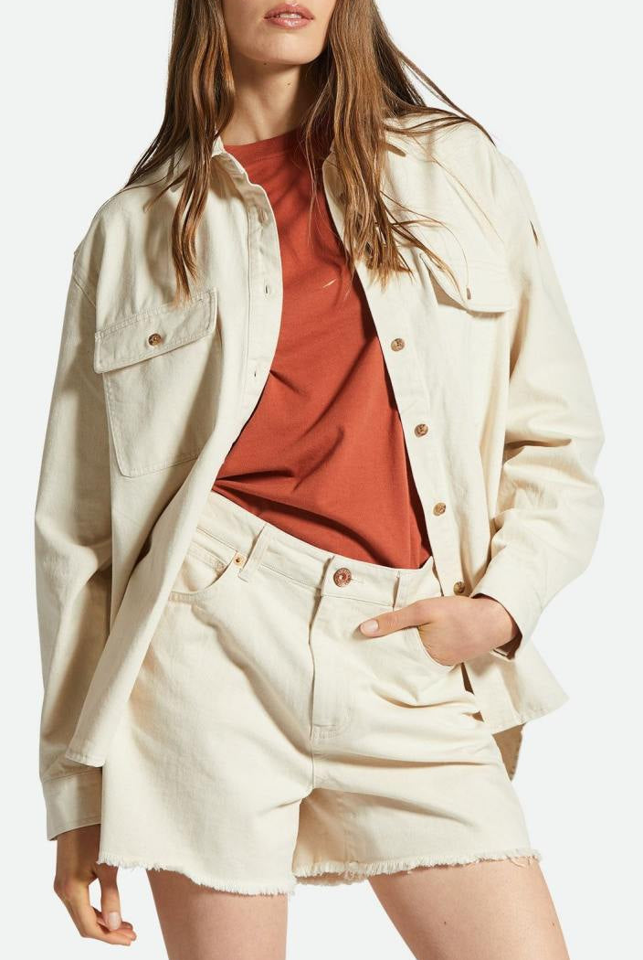 Women's Fit, Front View | Bowery Boyfriend Overshirt - Natural