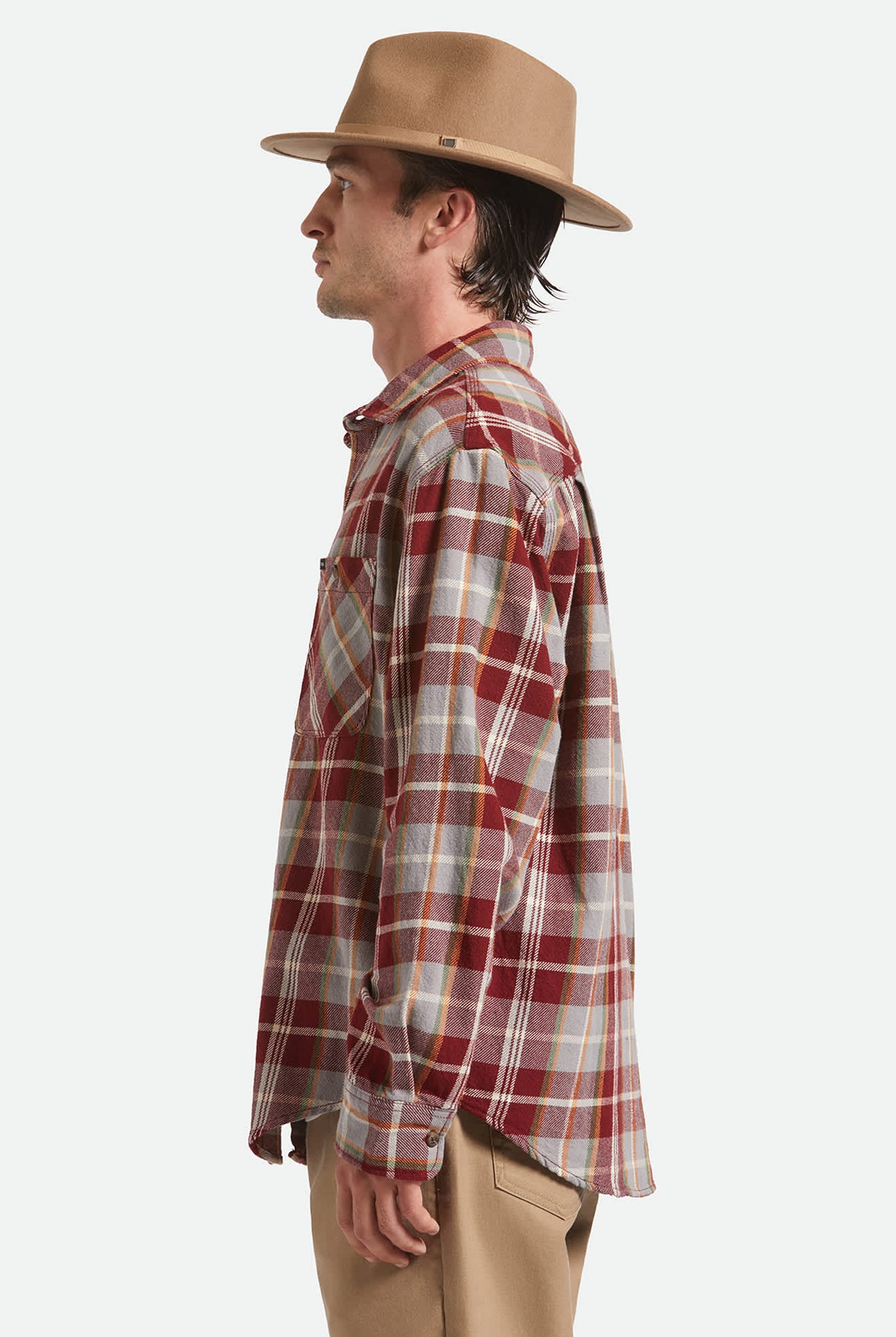 Unisex Messer Packable Fedora in the color Khaki/Khaki - Men's Side View