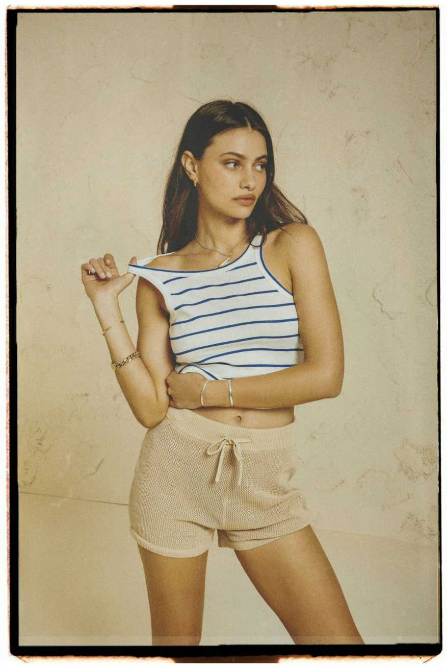 Women's Fit, Extra Shot | Organic Rib High Neck Tank Top - Off White/Surf The Web