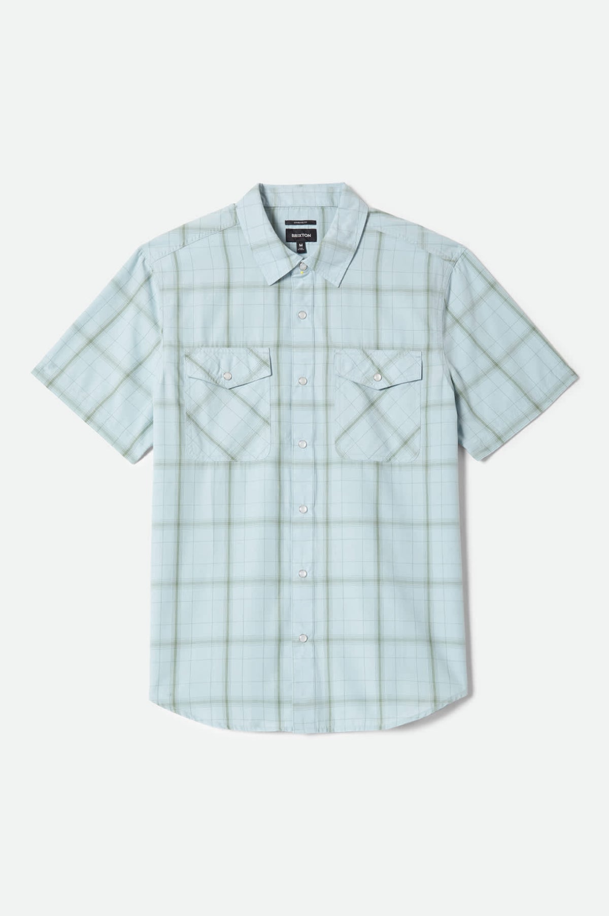 Men's The Breezy Wayne Short Sleeve Shirt in the color Seafoam Plaid - Front Product Laydown Image