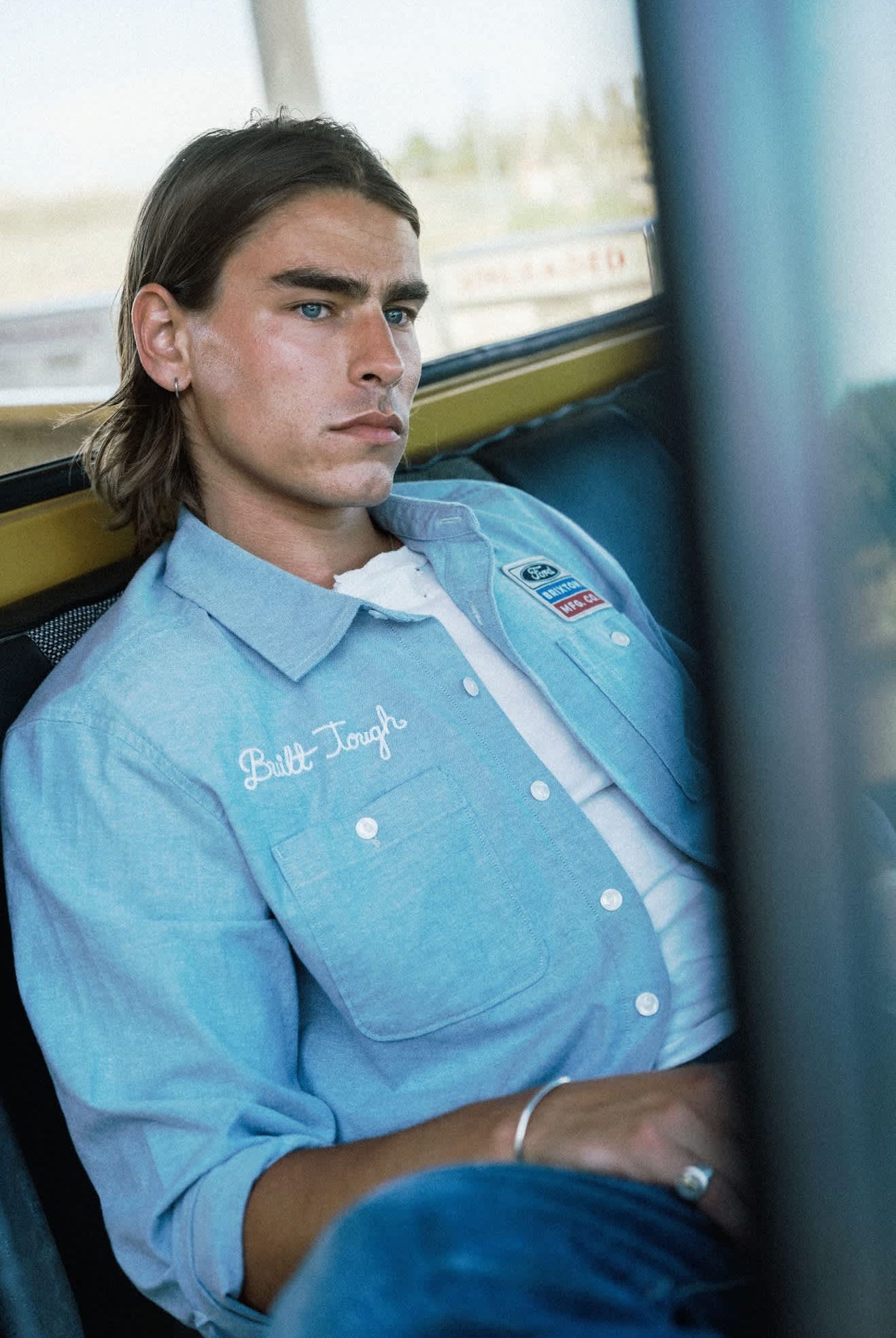 Men's Ford Service Dept Workshirt in the color Blue Chambray - Men's Lifestyle 2.0