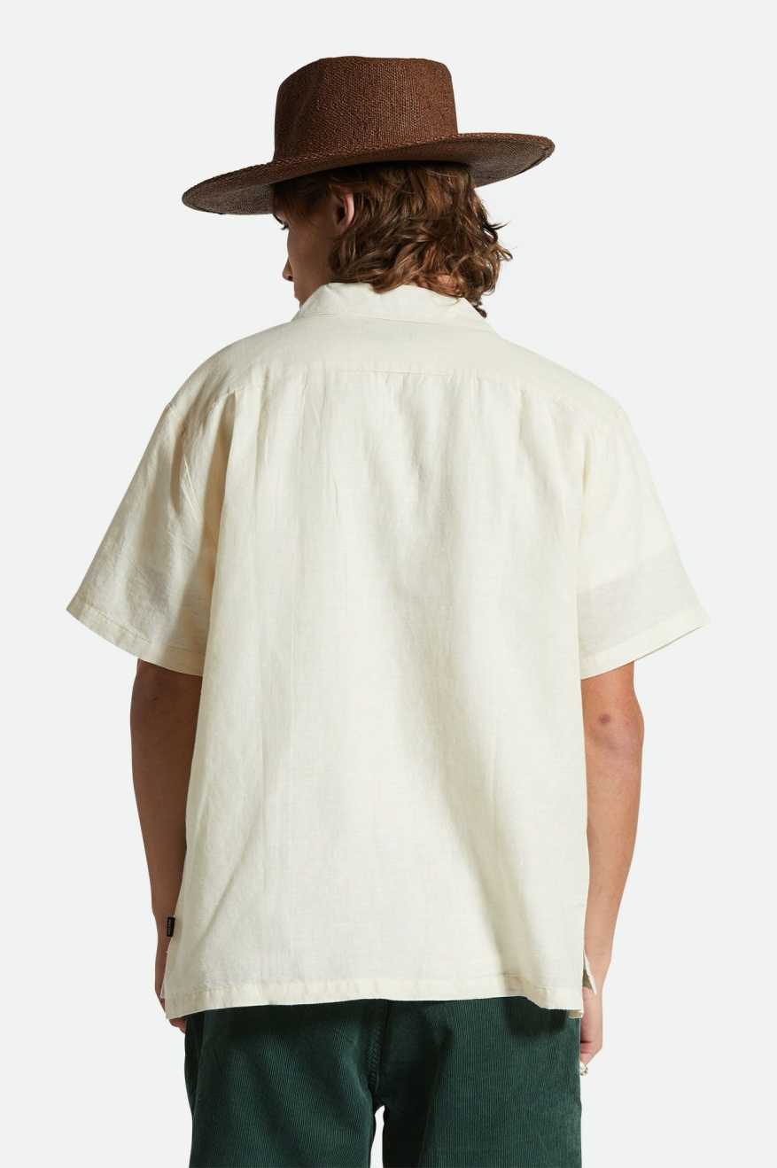 Men's Back Fit Image | Bunker Linen Blend S/S Camp Collar Woven Shirt - Whitecap