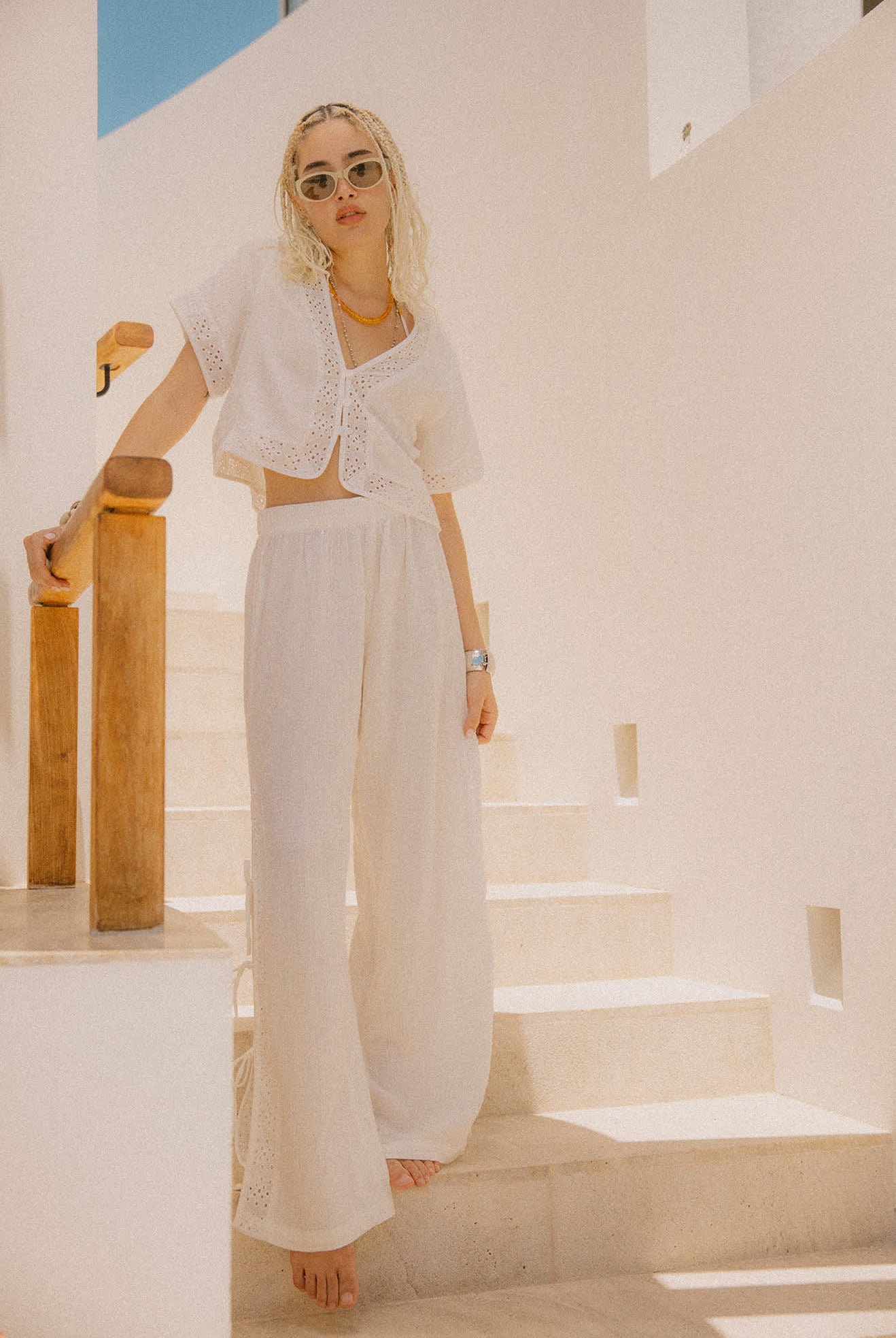 Women's Seaside Eyelet Top in the color Off White Eyelet - Men's Lifestyle image