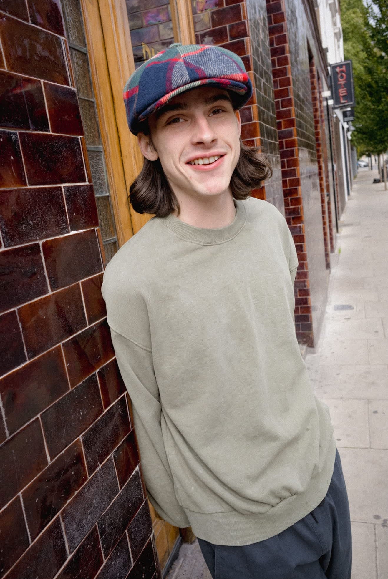 Unisex Barrel Earflap Snap Cap in the color Navy/Green/Red/Cream - Men's Lifestyle 3.0