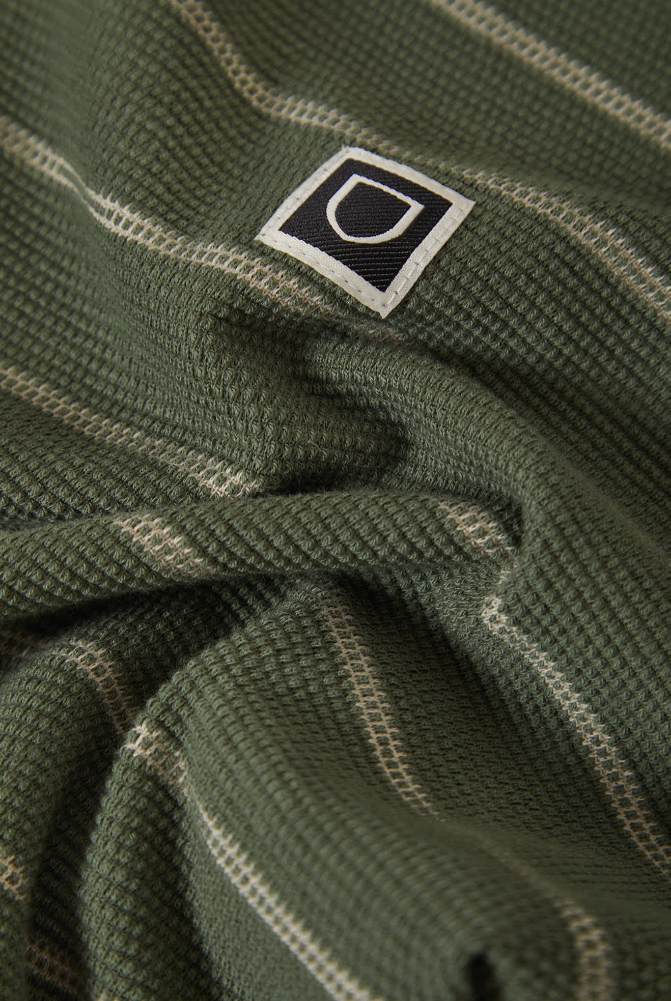 Men's Shield Pique Boxy T-Shirt in the color Dark Olive/Whitecap - Additional Laydown image
