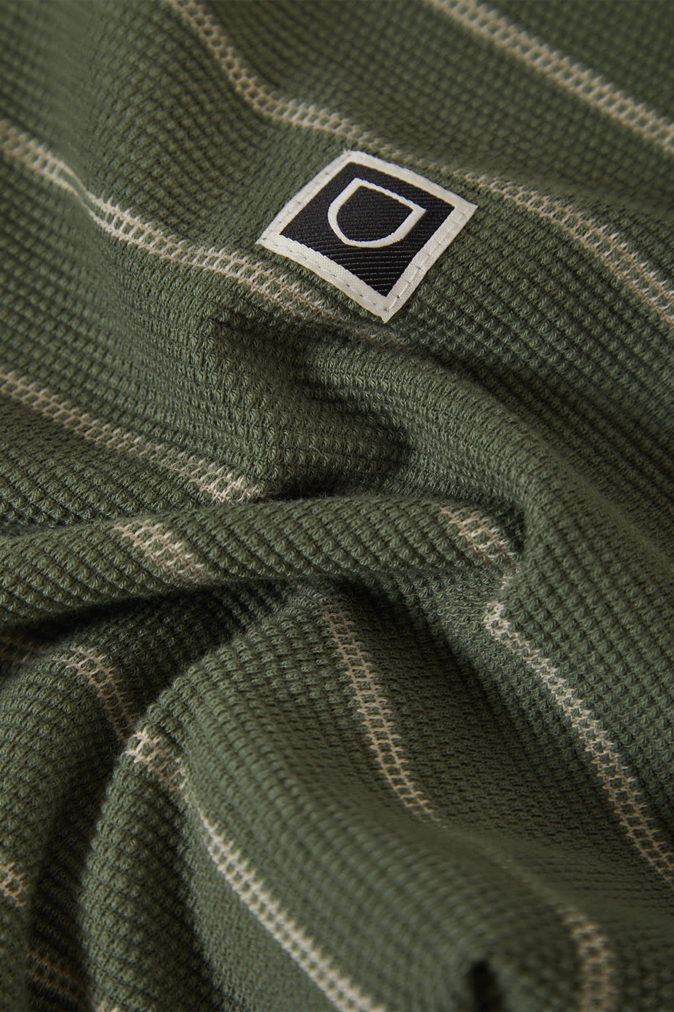 Men's Shield Pique Boxy T-Shirt in the color Dark Olive/Whitecap - Additional Laydown image