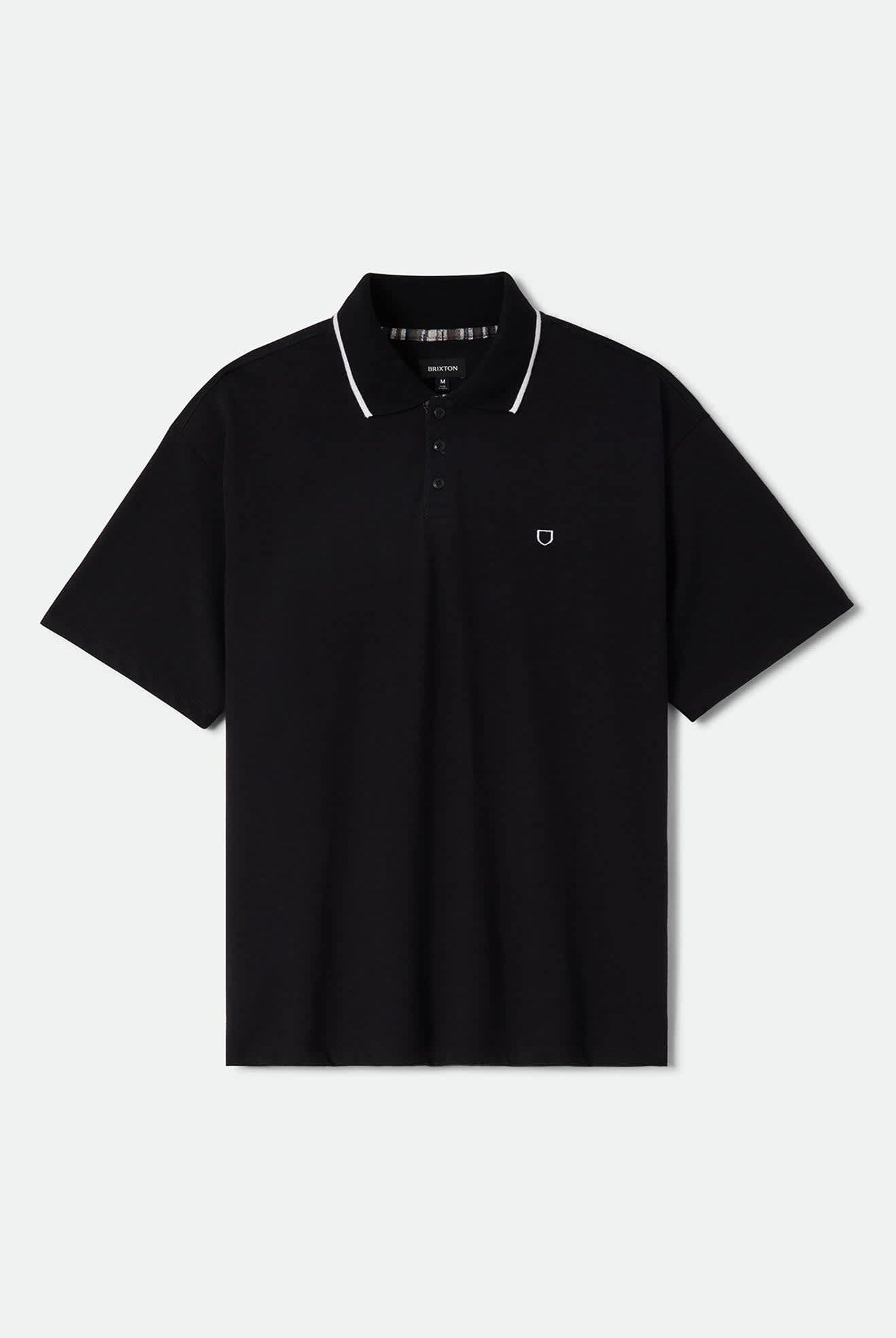 Men's Anton Short Sleeve Polo in the color Black - Front Product Laydown Image