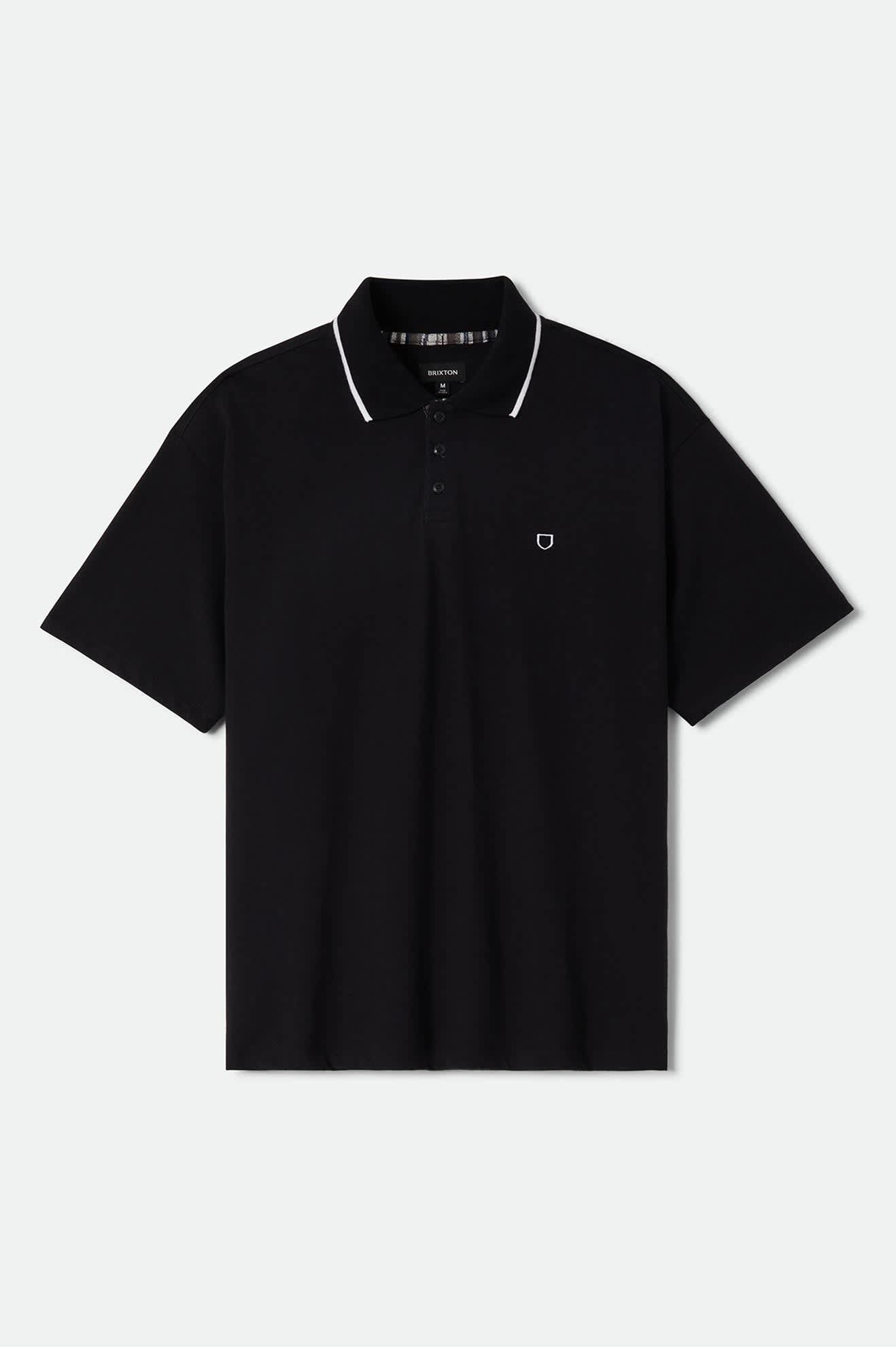 Men's Anton Short Sleeve Polo in the color Black - Front Product Laydown Image