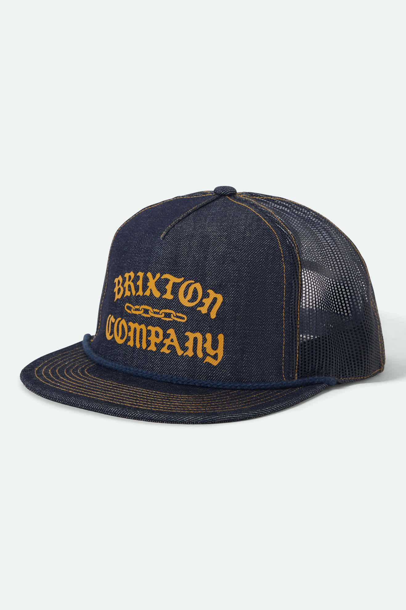 Unisex Chains NetPlus Trucker Hat in the color Dark Denim/Navy - Front Product View