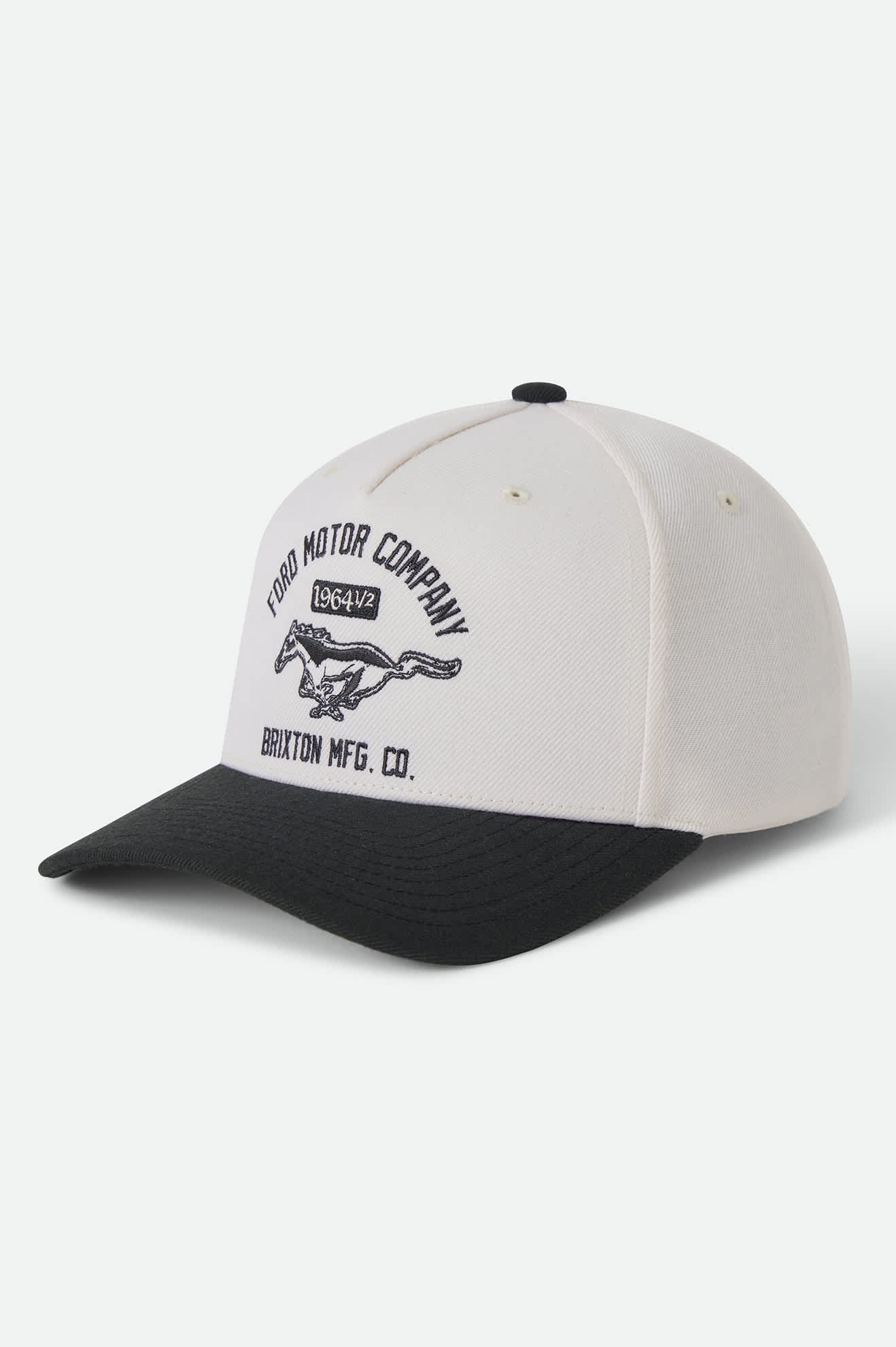 Unisex Ford Mustang Snapback in the color Wimbledone White/Burnt Rubber - Front Product Laydown Image