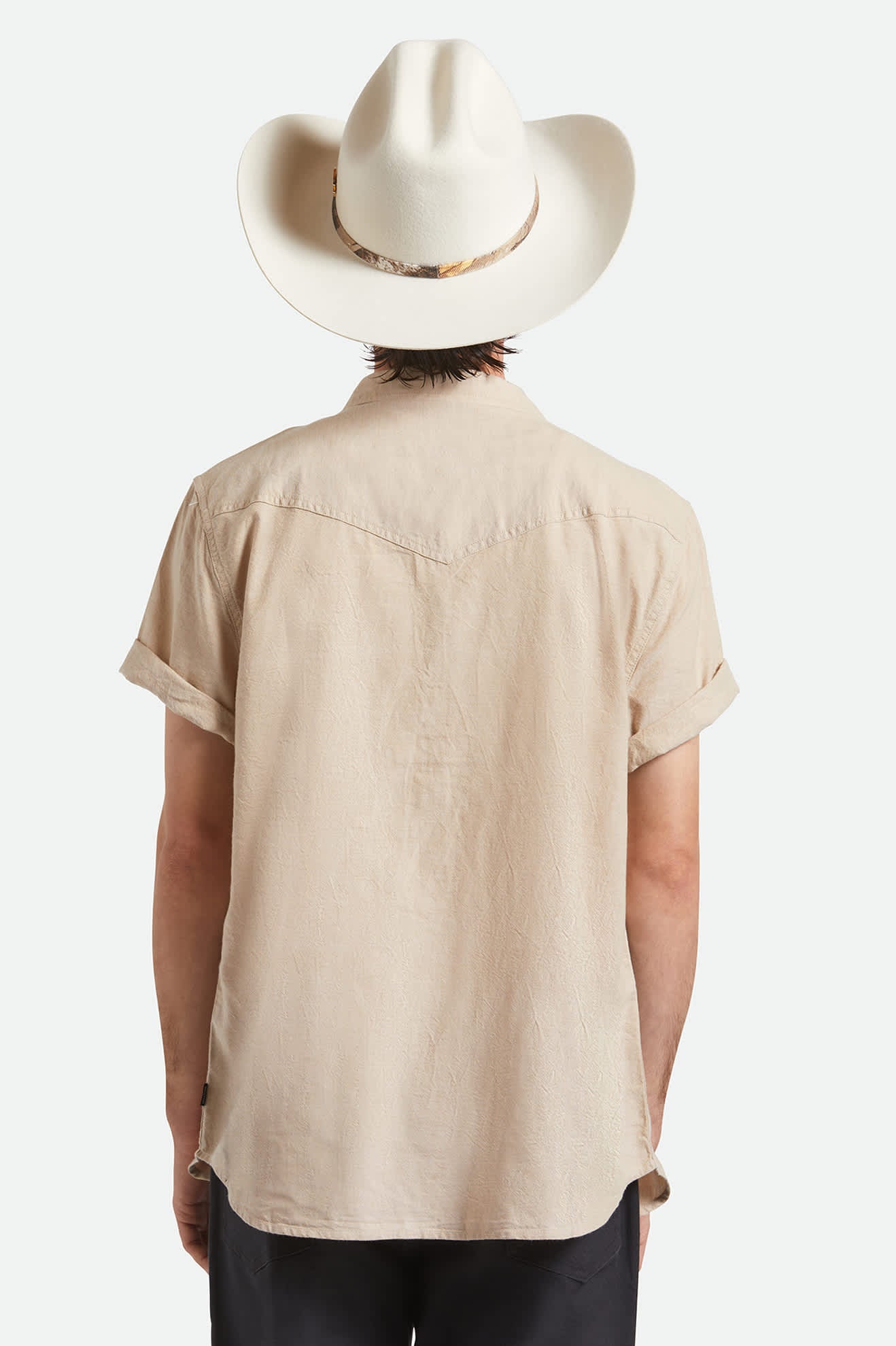 Unisex Ford Truck Country Cowboy Hat in the color Wimbledon White/Camo - Men's Back View