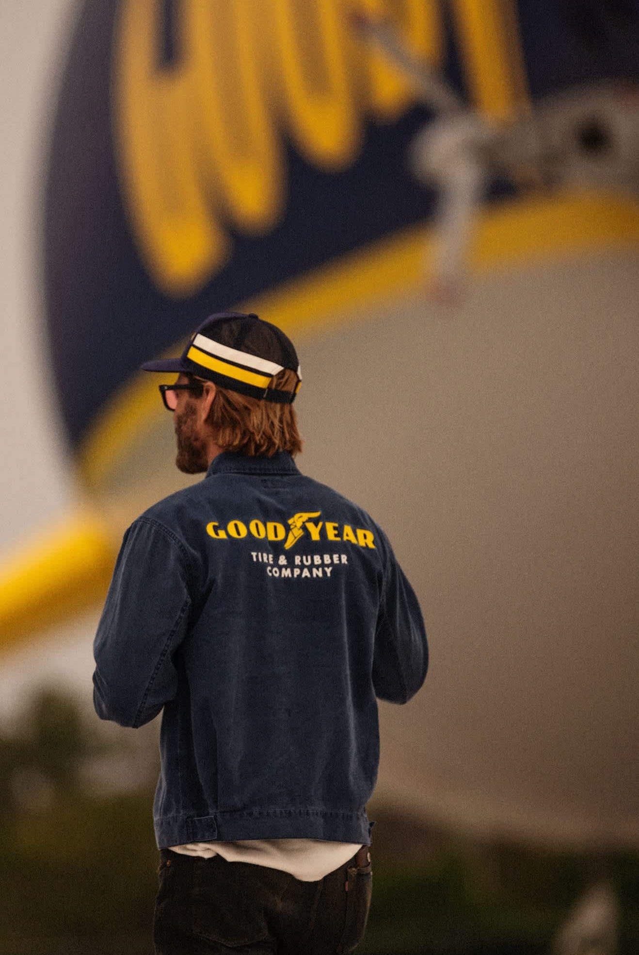 Men's Goodyear Trademark Lightweight Coaches Jacket in the color Washed Navy - Men's Lifestyle image