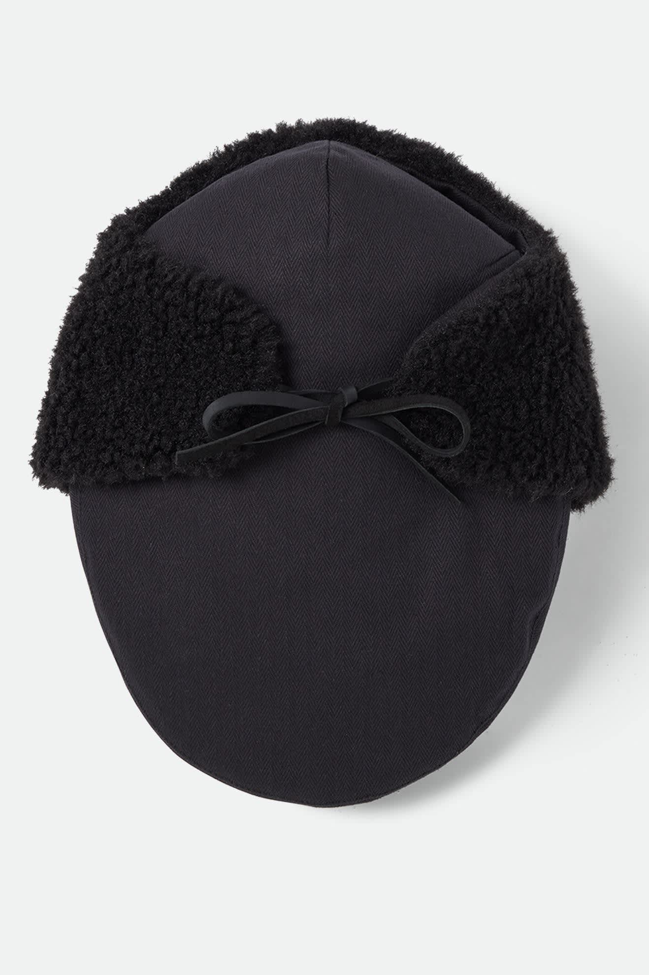 Unisex Barrel Earflap Snap Cap in the color Black/Black - Additional Laydown image